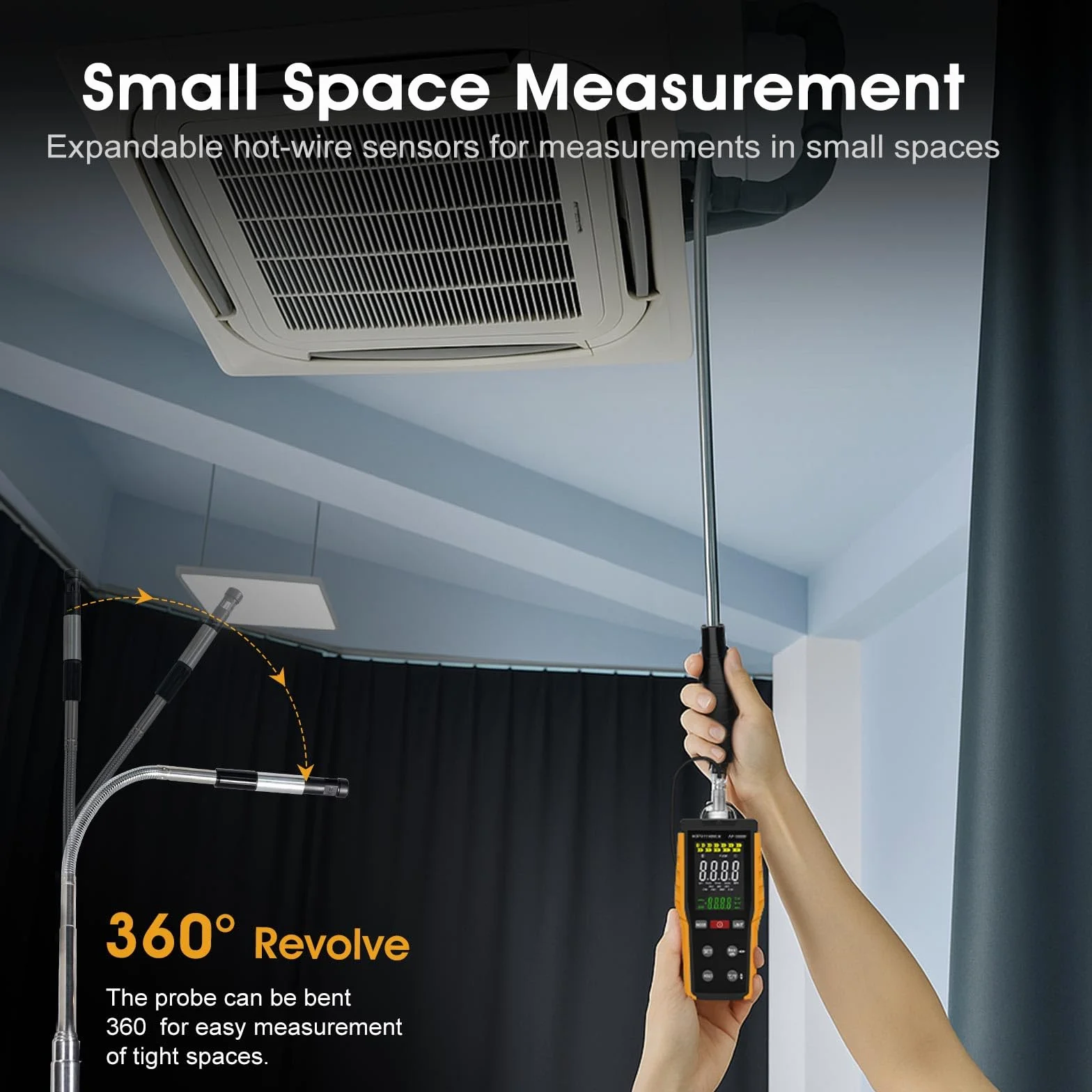Anemómetro Portátil, Medidor de Viento HVAC Anemómetro 0,1-30 m/s CFM/CMM
