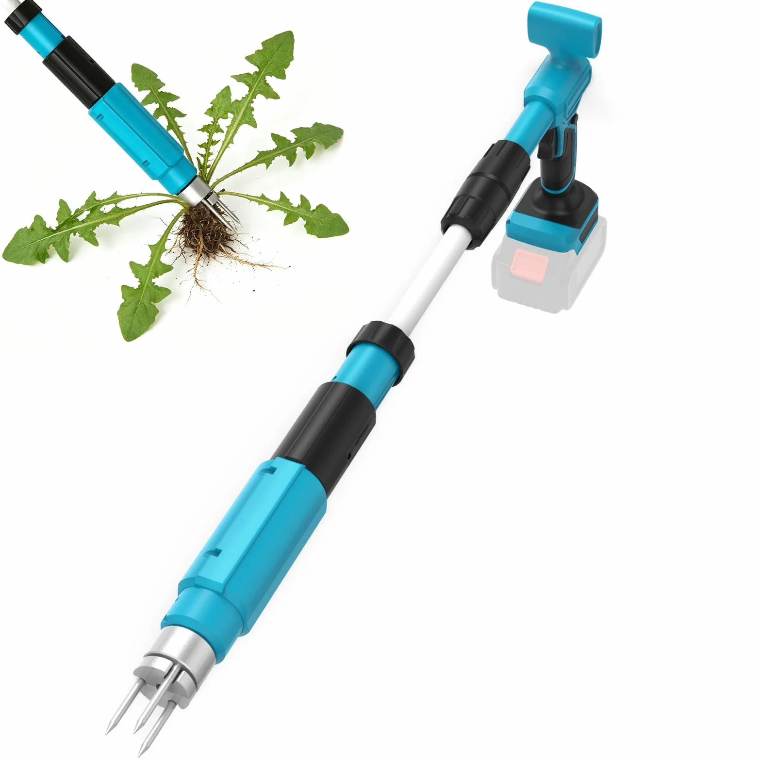 Desherbador Eléctrico Compatible con Makita 18V, Quitamalezas con Motor de 500W y Cabezal de Acero de 3 Dientes para Jardín y Césped (Sin Batería ni Cargador)