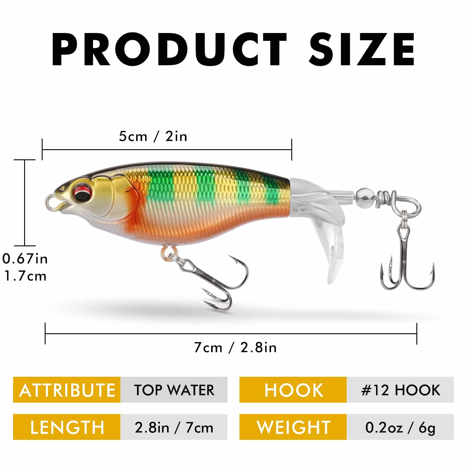 TRUSCEND Popobait Señuelos con Anzuelos BKK Cebo Plopper Superficie para Lubina Perca Siluro Lucio Pesca