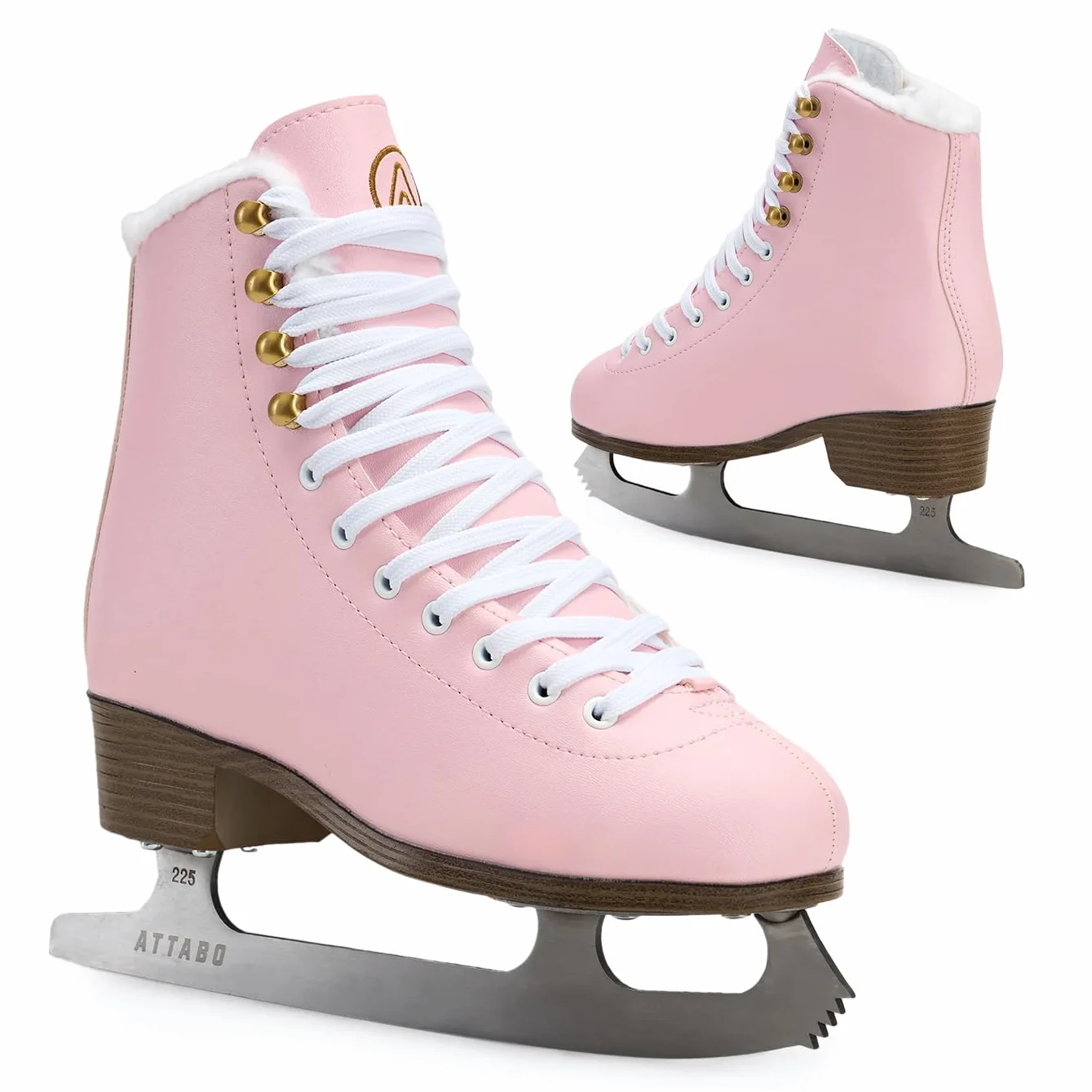 ATTABO Patines Artísticos para Mujeres Isla 37-41 EU Cuchilla Acero INOX PVC Soporte Tobillo Reforzado Negro Rosa