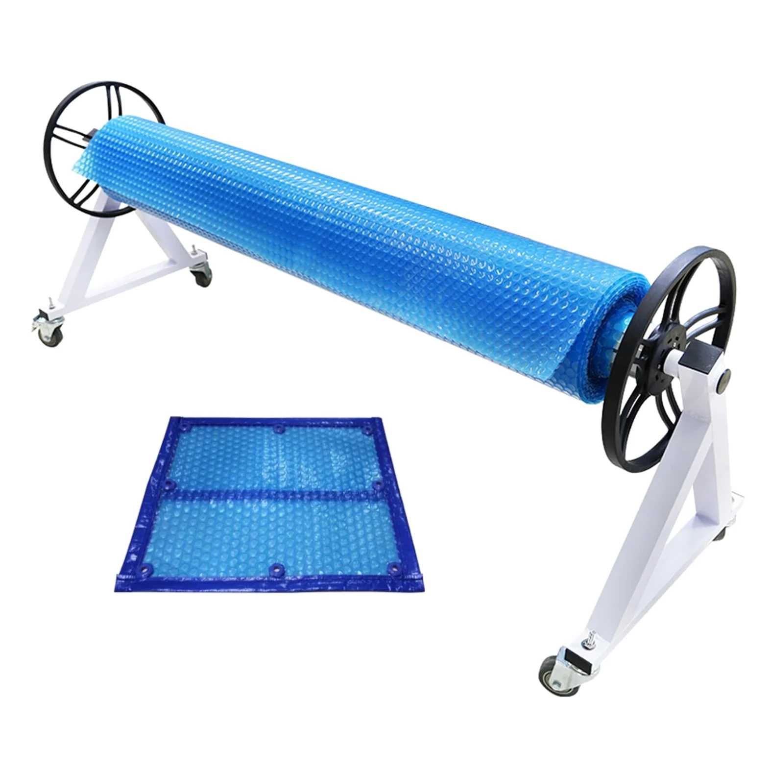 Sistema de Carrete de Piscina para Cubiertas de Piscina Rodillo de Cubierta de Piscina Telescópico de Aluminio con Ruedas Sistema de Carrete de Manta Solar para Piscinas Enterradas