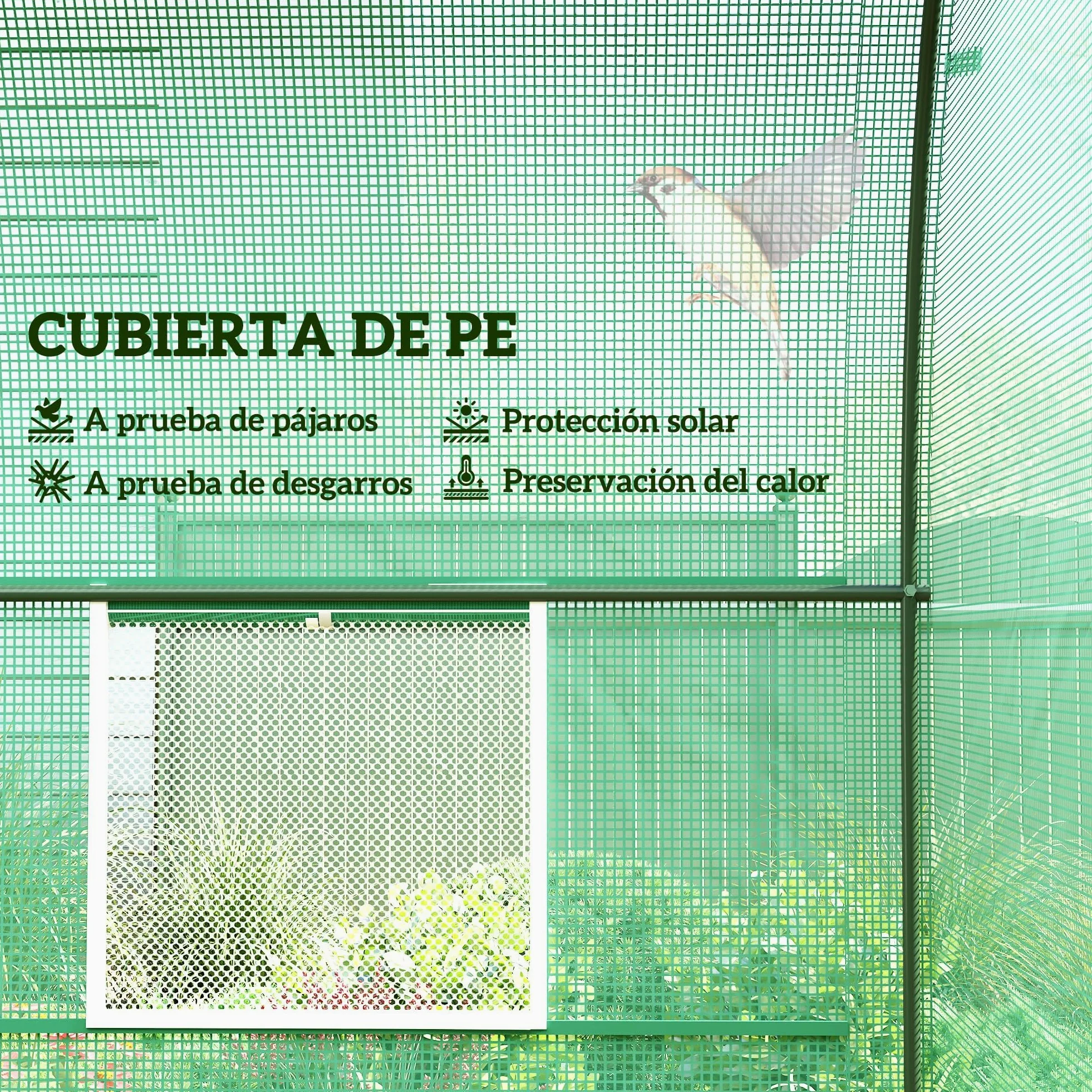 Outsunny Invernadero de Exterior 2,5x2x2 m Invernadero de Túnel con Cubierta de PE 140 g/m² para Cultivo Plantas Verduras Frutas en Jardín Terraza Verde