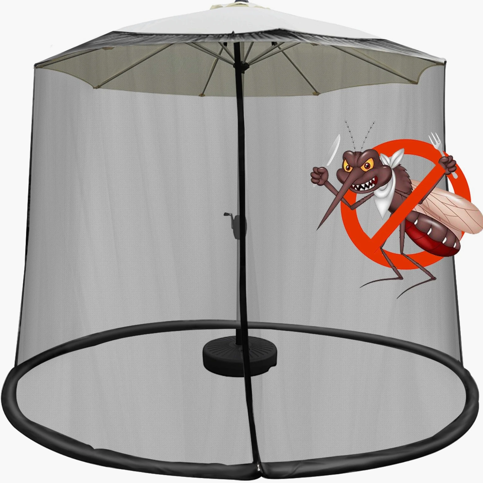 Mosquitera para Sombrilla Terrazas 300x300x230cm con Cremallera y Base Rellenable