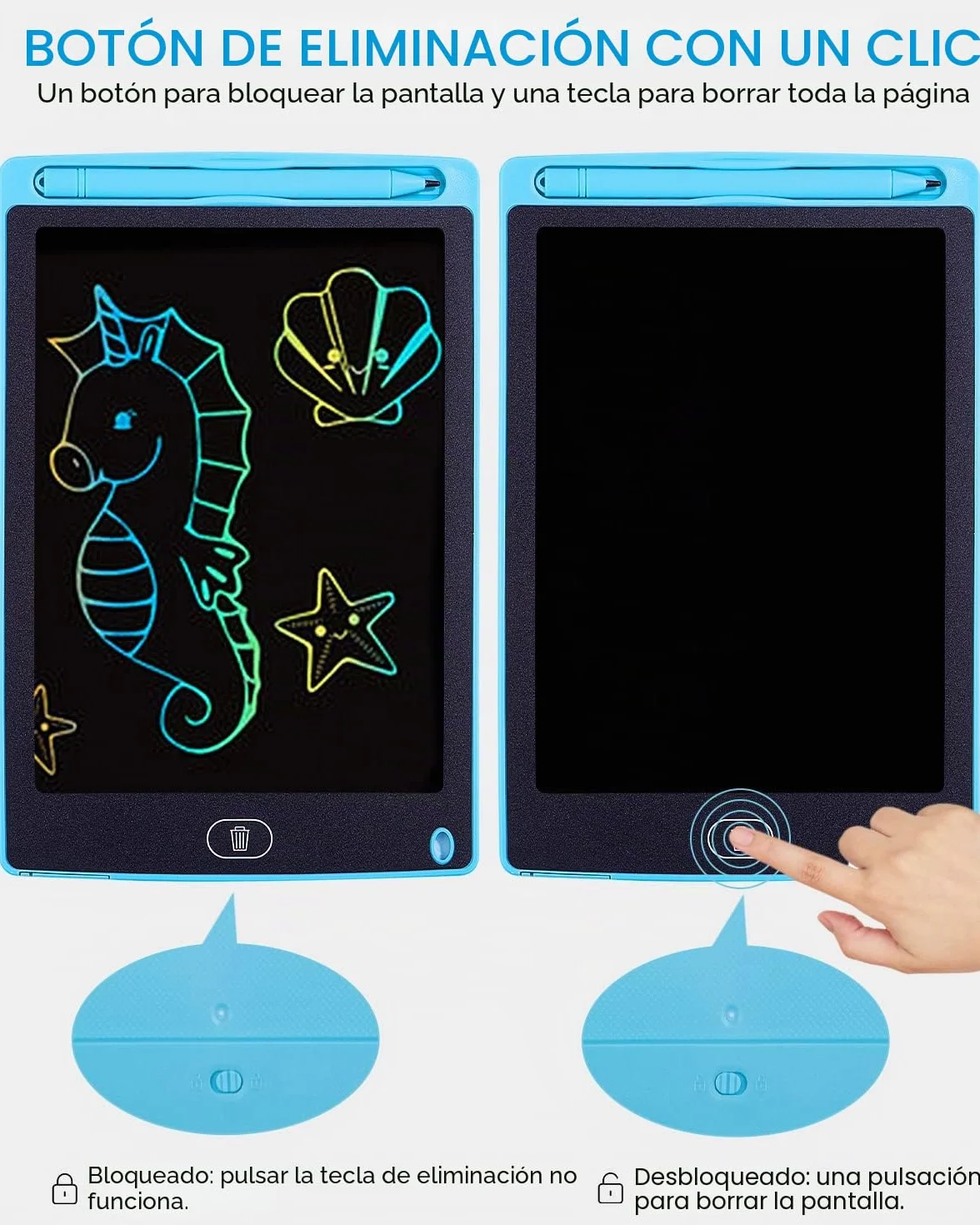 Tableta Gráfica LCD 8,5 Pulgadas con Lápiz de Escritura, Tablero de Dibujo Colorido Borrable Reutilizable para Niños 3+ Años
