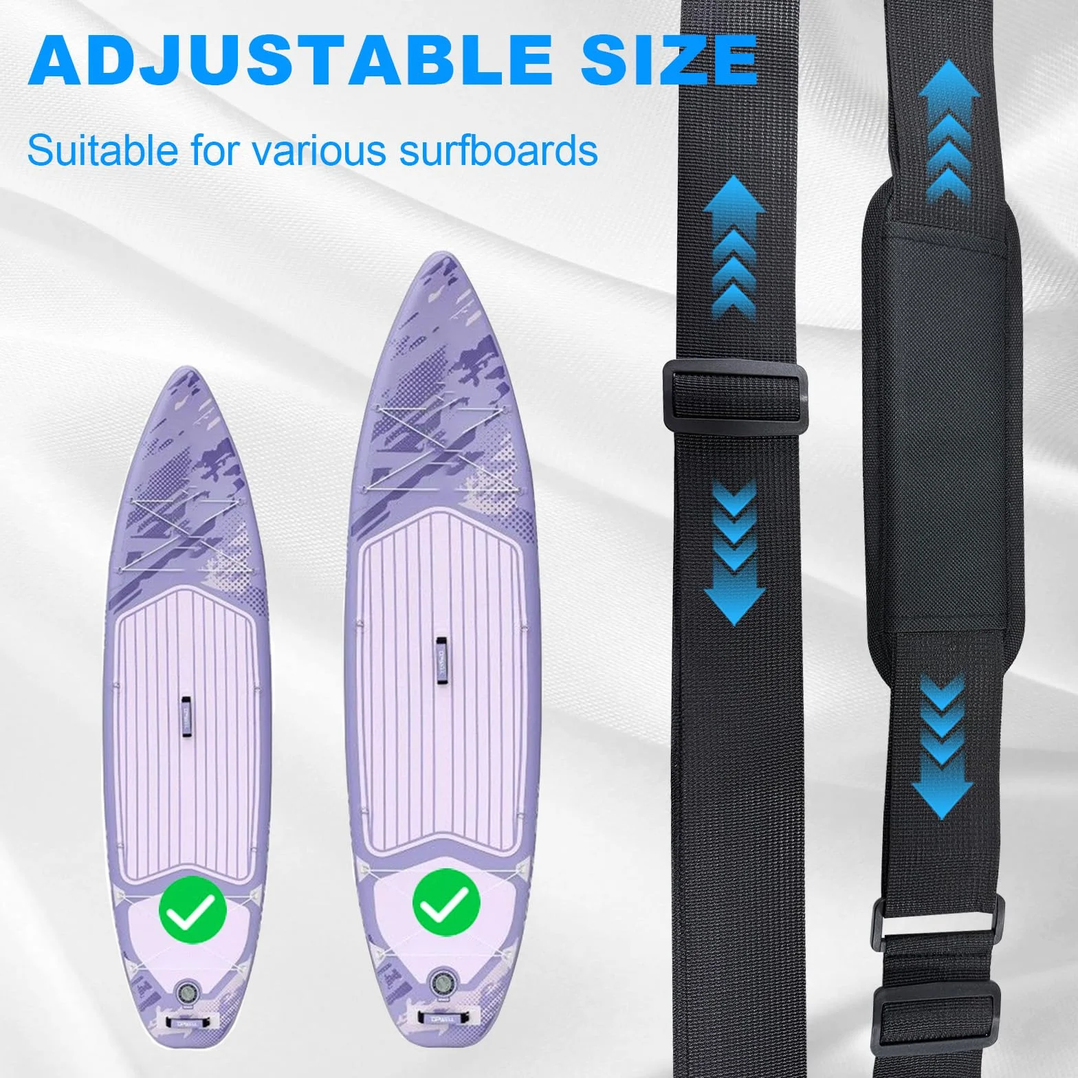 Correa de Transporte Tabla de Surf Ajustable Nylon Resistente al Desgaste Negro