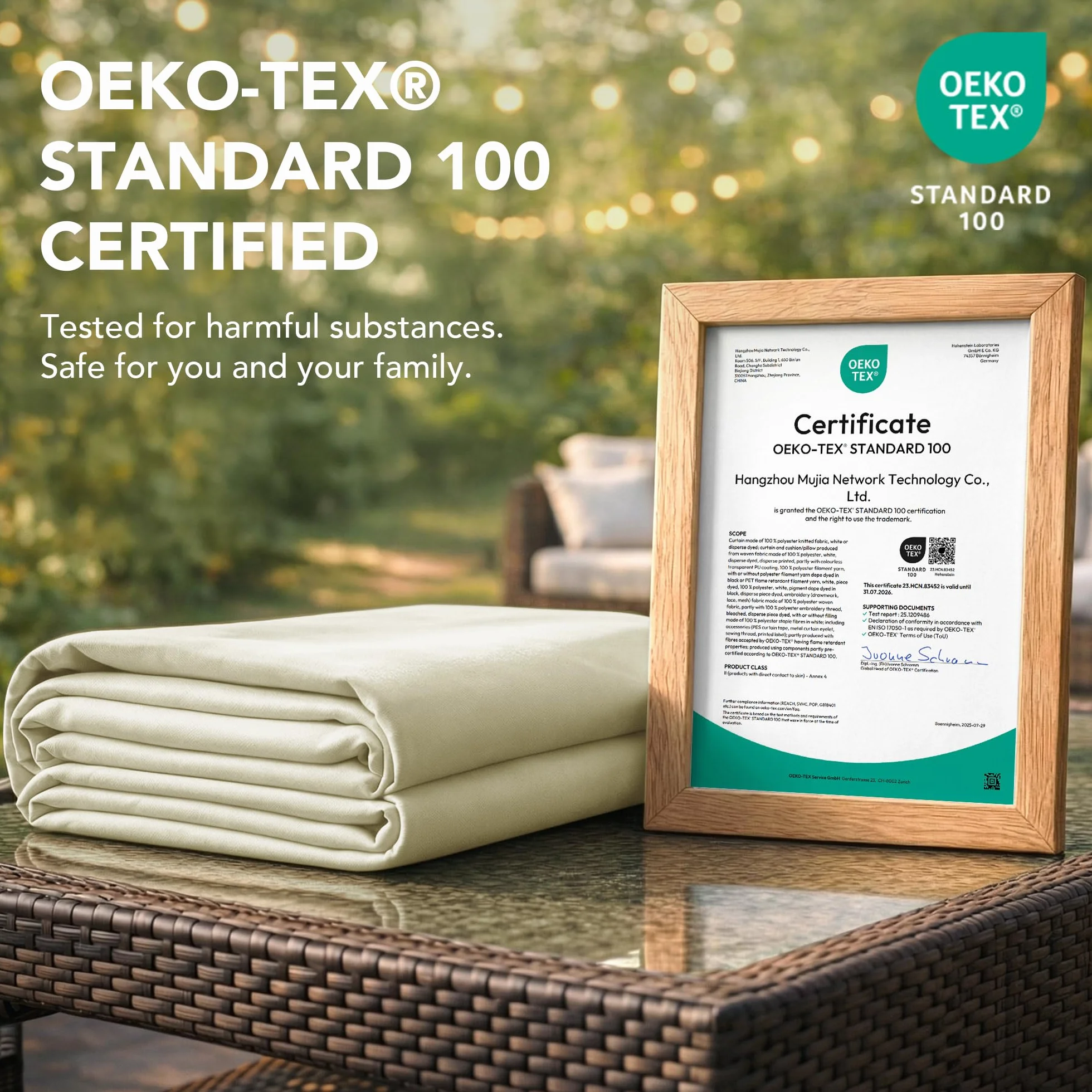Deconovo Cortinas Exterior para Terraza Jardín o Balcón, Opacas y Repelentes al Agua con Trabillas, Protección Solar y Aislamiento Térmico, Set de 2 Paneles 132x270 cm Beige Oscuro