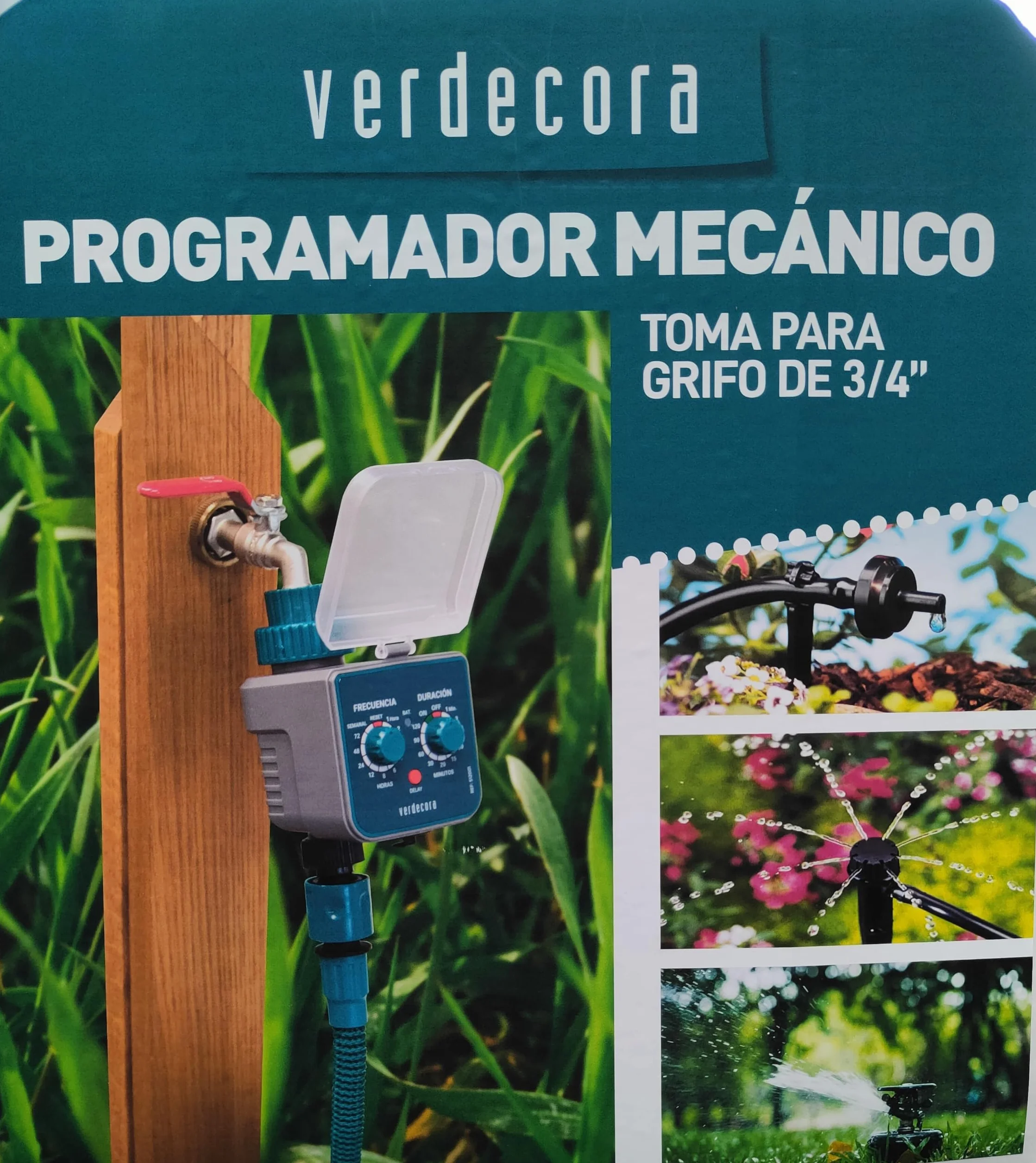 Verdecora Programador de Riego mecánico | Fácil instalación | Programable en frecuencia y duración (Portes INCLUIDOS)
