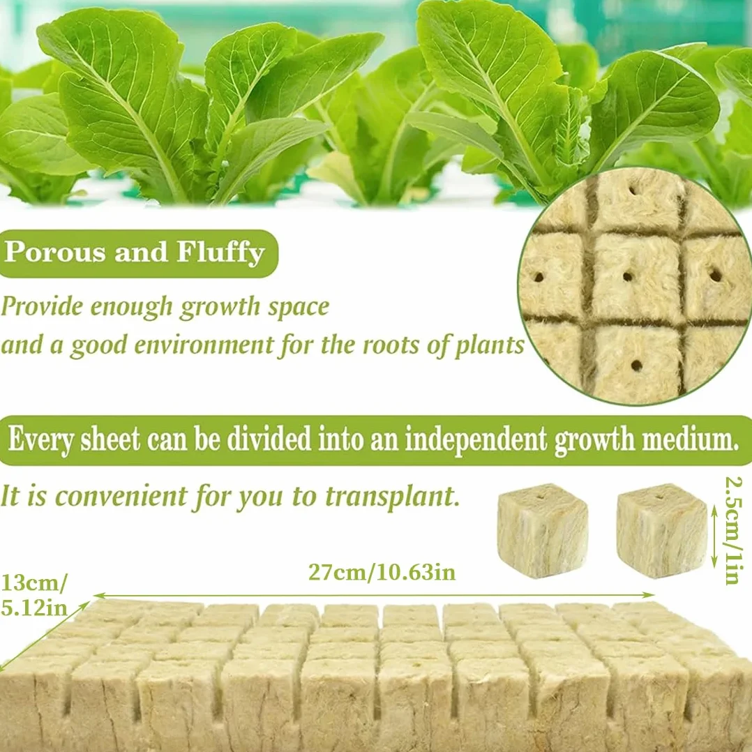 GXGM 50 Piezas Cubos de Lana de Roca, Cubos De Cultivo Hidropónicos, Jardín Cubos De Cultivo Hidropónicos para Siembra, Plantación, Hidropónica, 2.5 x 2.5 x 2.5 cm