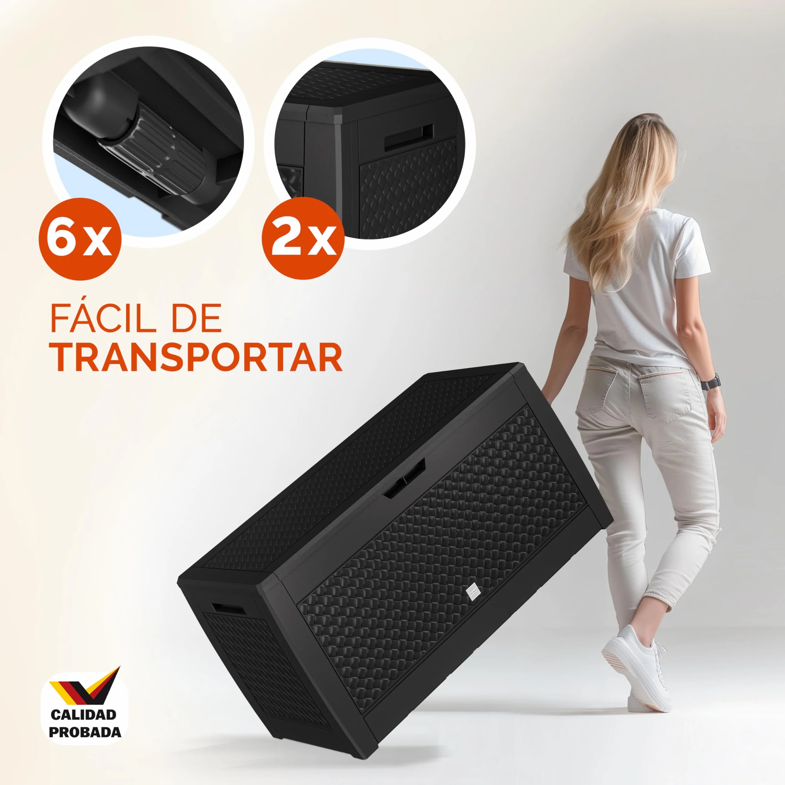 CASARIA® Arcón Jardín Exterior Baúl Almacenaje 310L con 4 Ruedas Asas Resistente Intemperie Rayos UV Caja Cojines 119x48x60cm Antracita