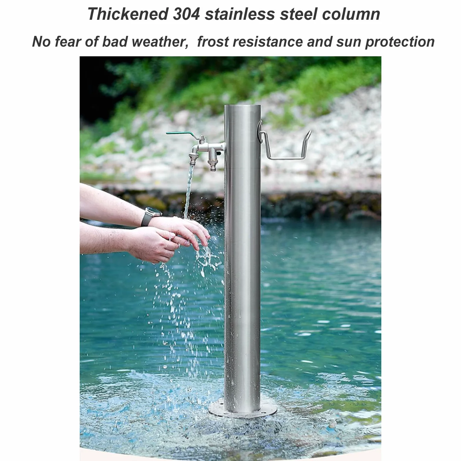 Columna de Agua Independiente para jardín con Soporte para Manguera Exterior,Grifo de Agua montado en el Suelo de Acero Inoxidable 304 anticongelante,Poste del Grifo del Patio,Fuente de Agua Hidrant