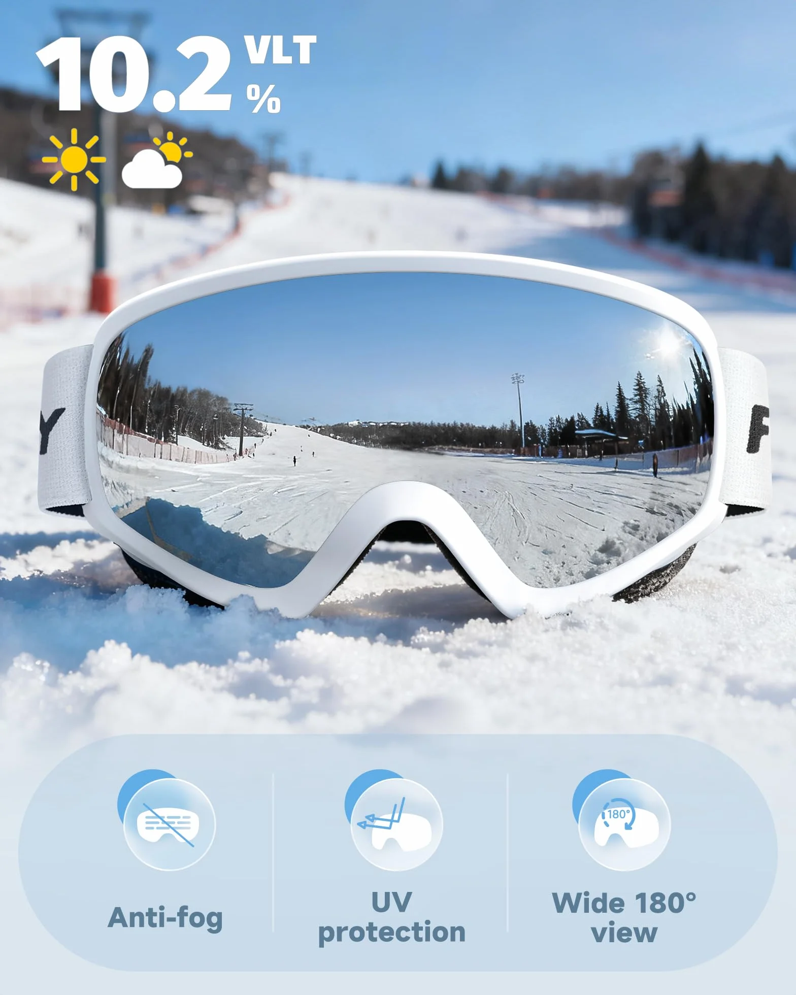 Findway Gafas Esqui Niño 5-16 Años Mascara OTG Ajustable Anti-Niebla Proteccion UV Compatible Casco Esquiar Snowboard