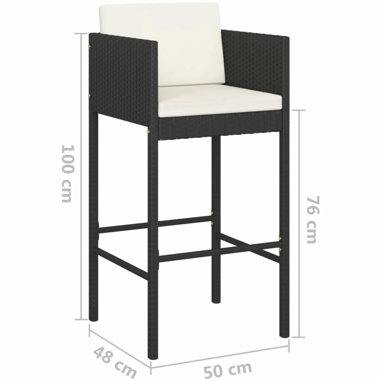 Deufre Muebles de Bar Jardín Exterior 5 pzas,Mesa y Sillas Jardín de Ratán,Mesa y Sillas Exterior,Mesa y Sillas de Bar,Conjunto Mesa y Sillas con Cojines para Jardin y Terraza Negro