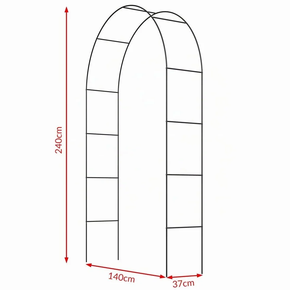Gardebruk 2X Arco Decorativo para Rosas Plantas Trepadoras 240x140cm Enrejado de Metal Jardín Eventos Negro