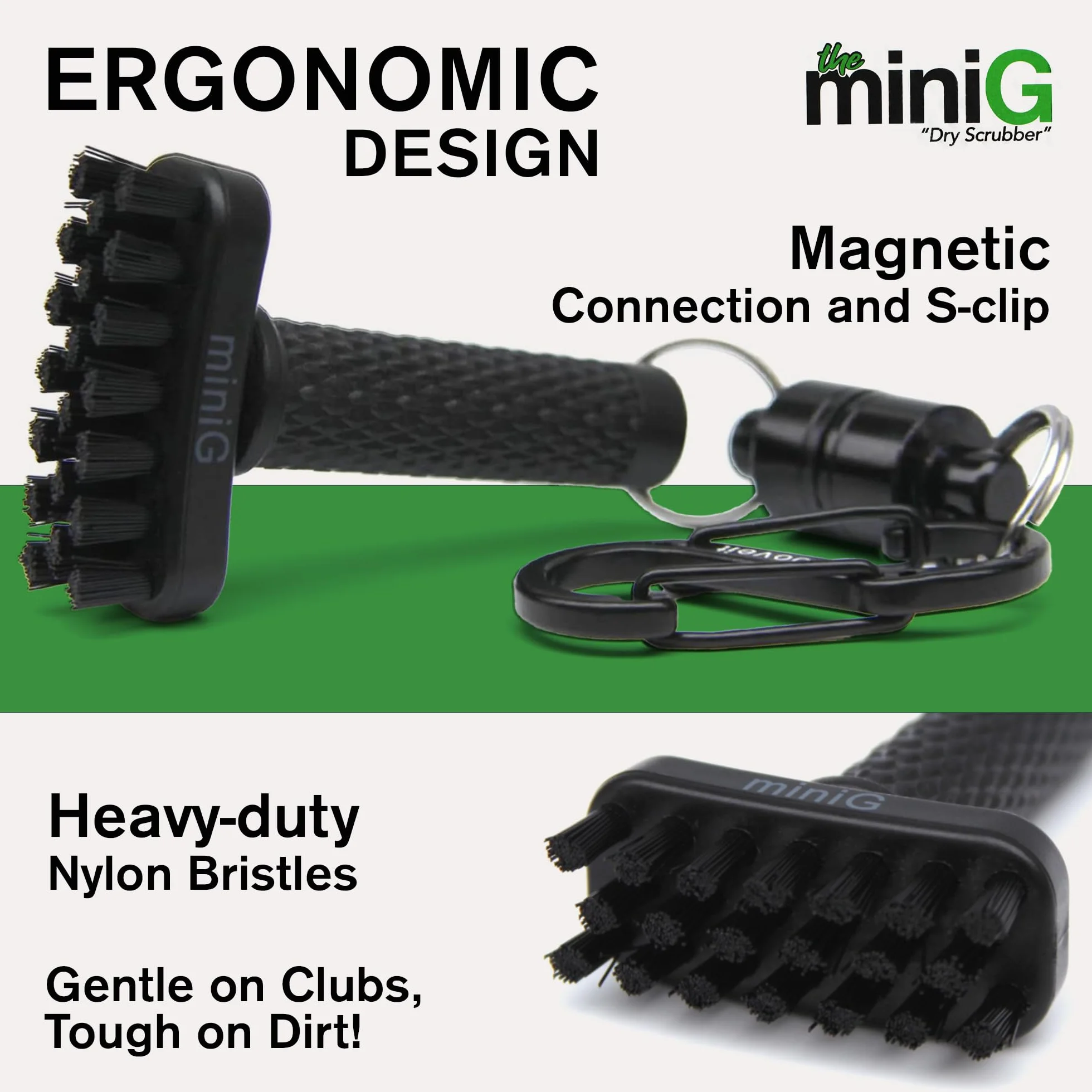 Grooveit Mini G The Dry Scrubber Cepillo de Limpieza para Palos de Golf, Negro