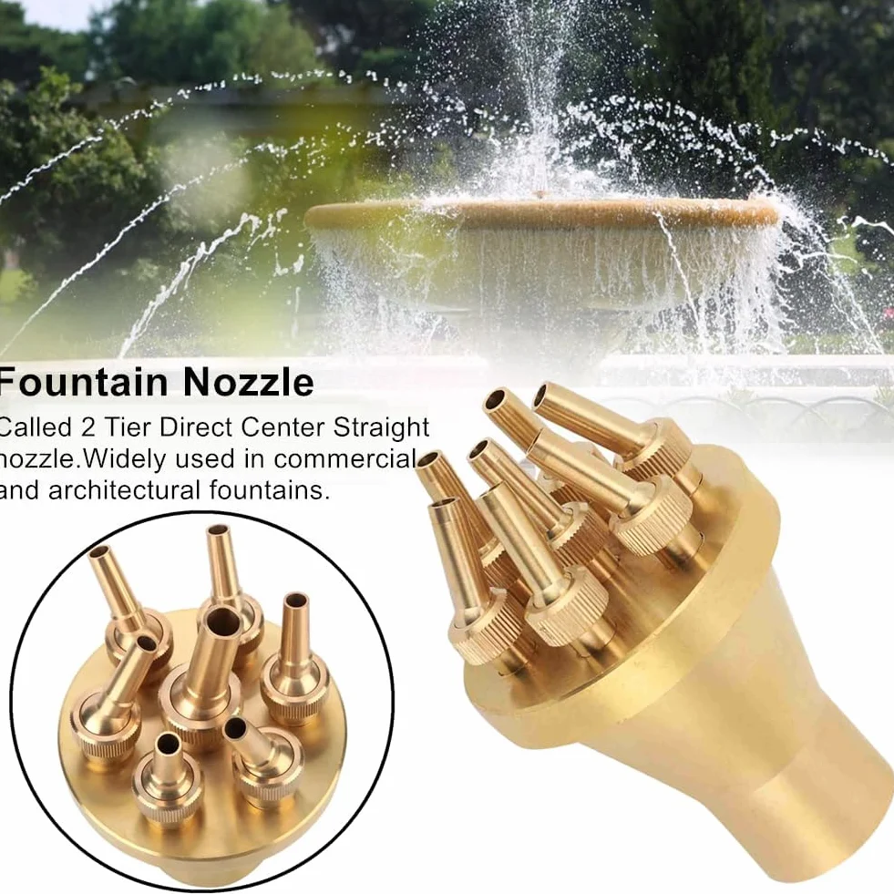FNPT 1 "DN25 2 Tier Center Boquilla de fuente de estilo recto Herramienta de pulverización de estanque de jardín Circulación de agua