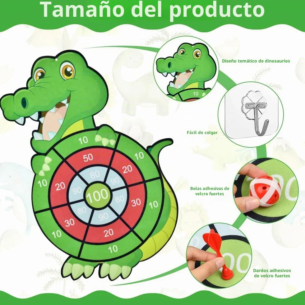 Vicloon Diana Niños 66CM Dardos Doble Cara Juego Tablero 12 Bolas Adhesivas Pistola Aire