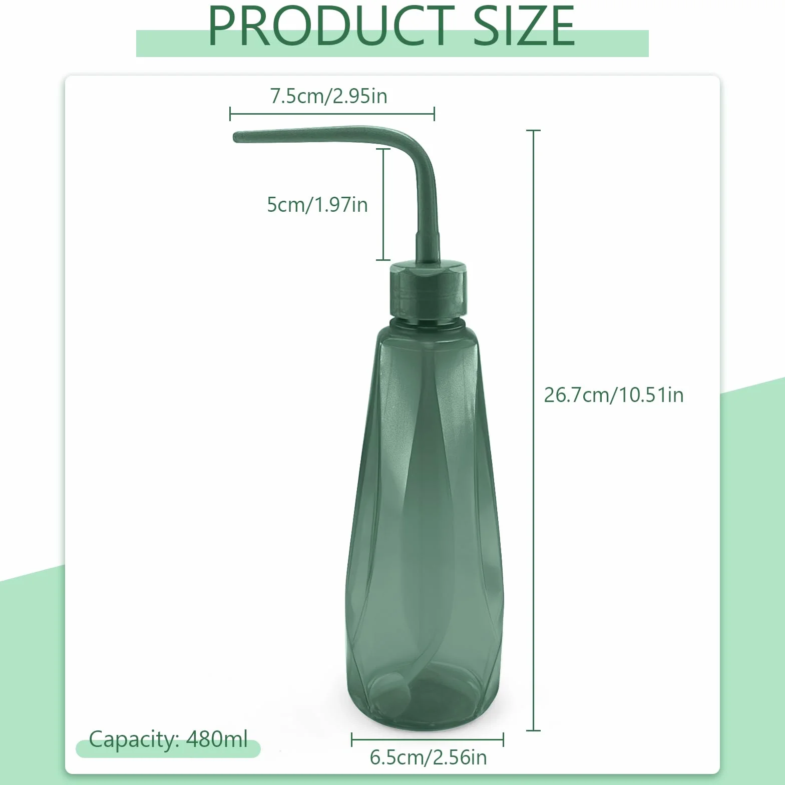 480ml Regadera para Plantas de Interior, Regadera Pequeña con Pico Largo para Bonsáis, Suculentas y Semilleros, Dispositivo de Riego con Bola de Gravedad de 360°, 3 Colores (Verde Gris)