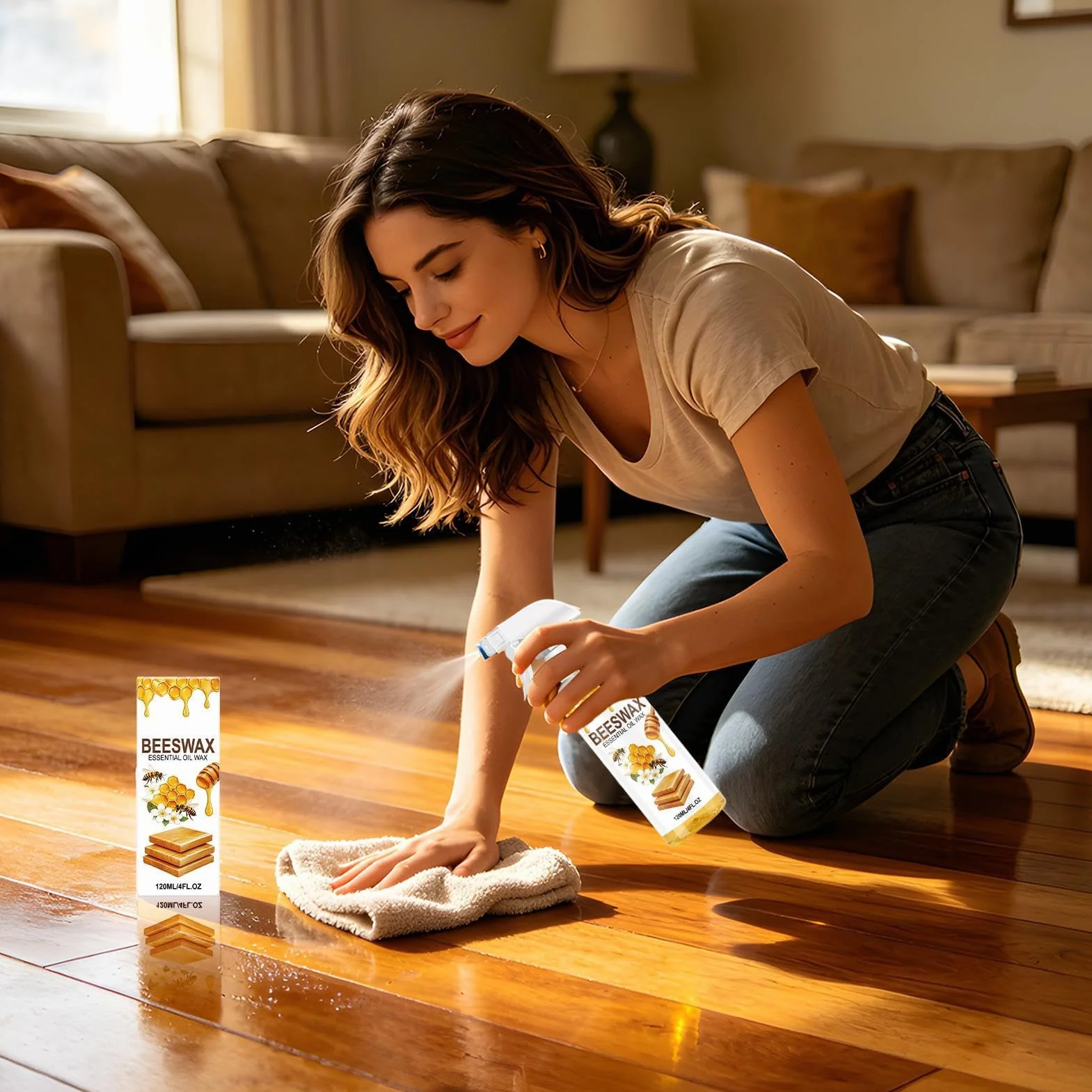 Limpiador de madera - reparadora 120 ml, potenciador de brillo | Líquido orgánico, versátil pulido de mantenimiento de madera para renovación del hogar, tablero de apartamento interior, mesa de