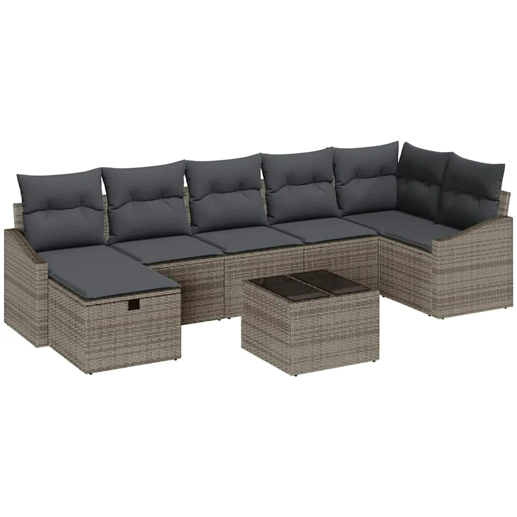 Juego de Sofá Seccional Modular para Jardín, Exterior y Terraza con Tejido de Poliratán Impermeable y Diseño Ergonómico, Fácil Ensamblaje para Patio