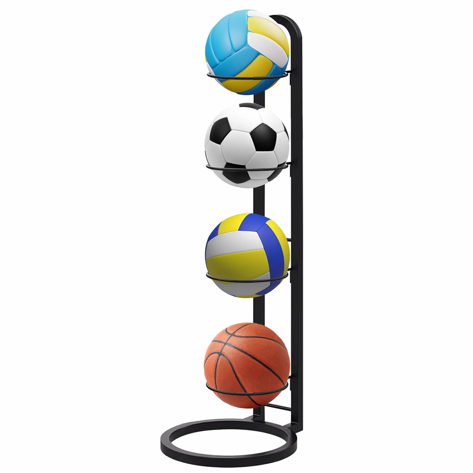 Soporte de Exhibición Vertical para Pelotas, Estante de Almacenamiento Extraíble para Baloncesto, Fútbol y Voleibol
