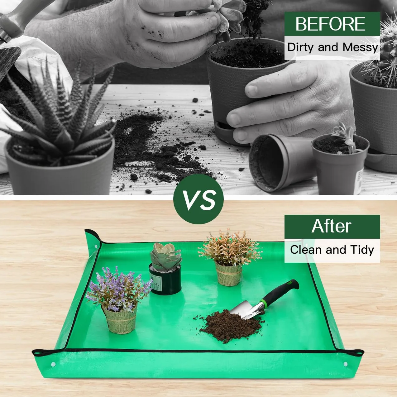 Housolution Juego de Herramientas de Jardín, 8 PCS, Kit de Herramientas de Mano de Jardinería, Suministros de Jardinería de Aleación de Aluminio Resistente con Mango, Bolsa de Almacenamiento, Verde