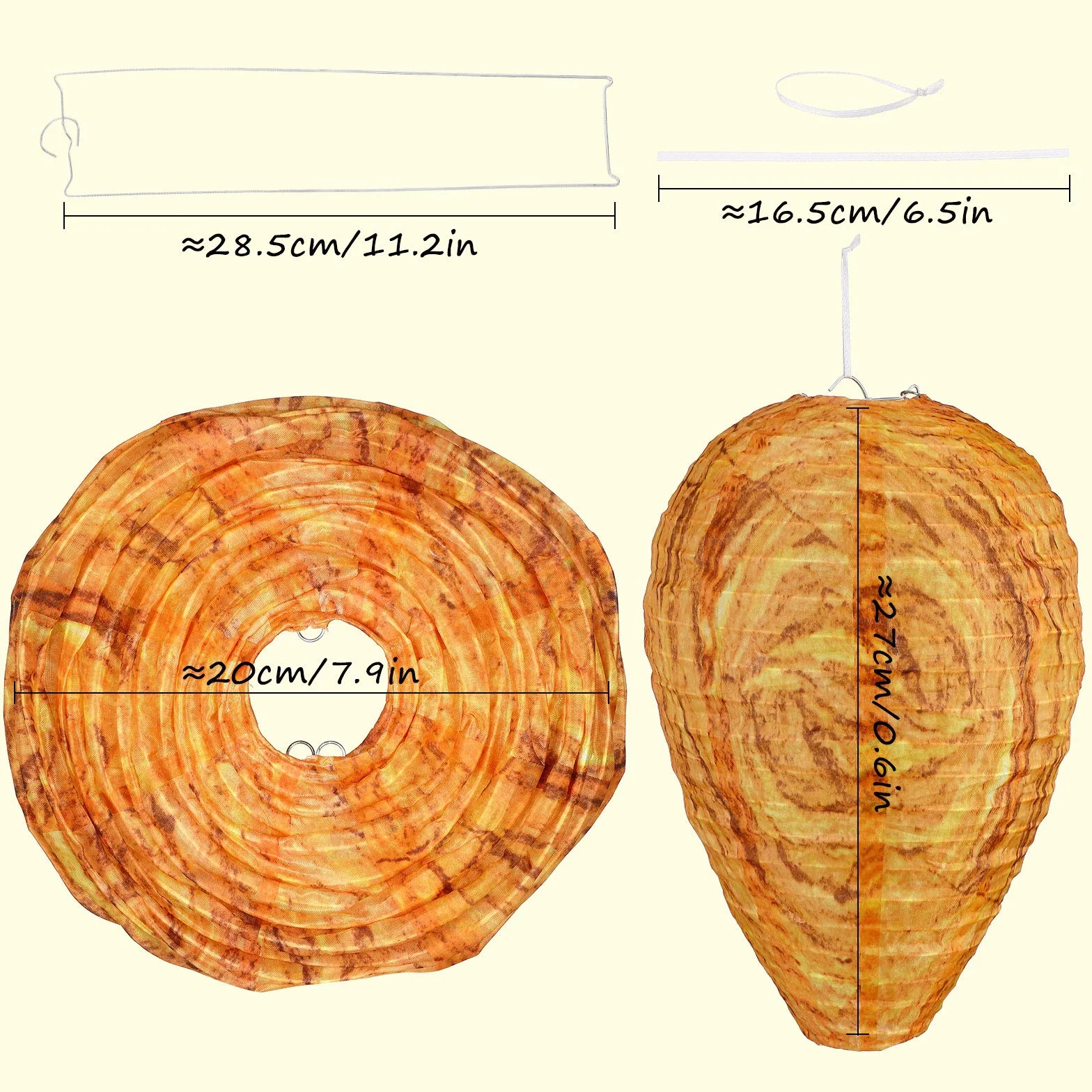 Honoson Señuelo de Nido de Avispas Nido de Avispas Artificial Colgante Señuelo de Material Impermeable Falso para Avispas Amarillas Hogar Jardín Patio Exterior (Naranja, 4 Piezas)
