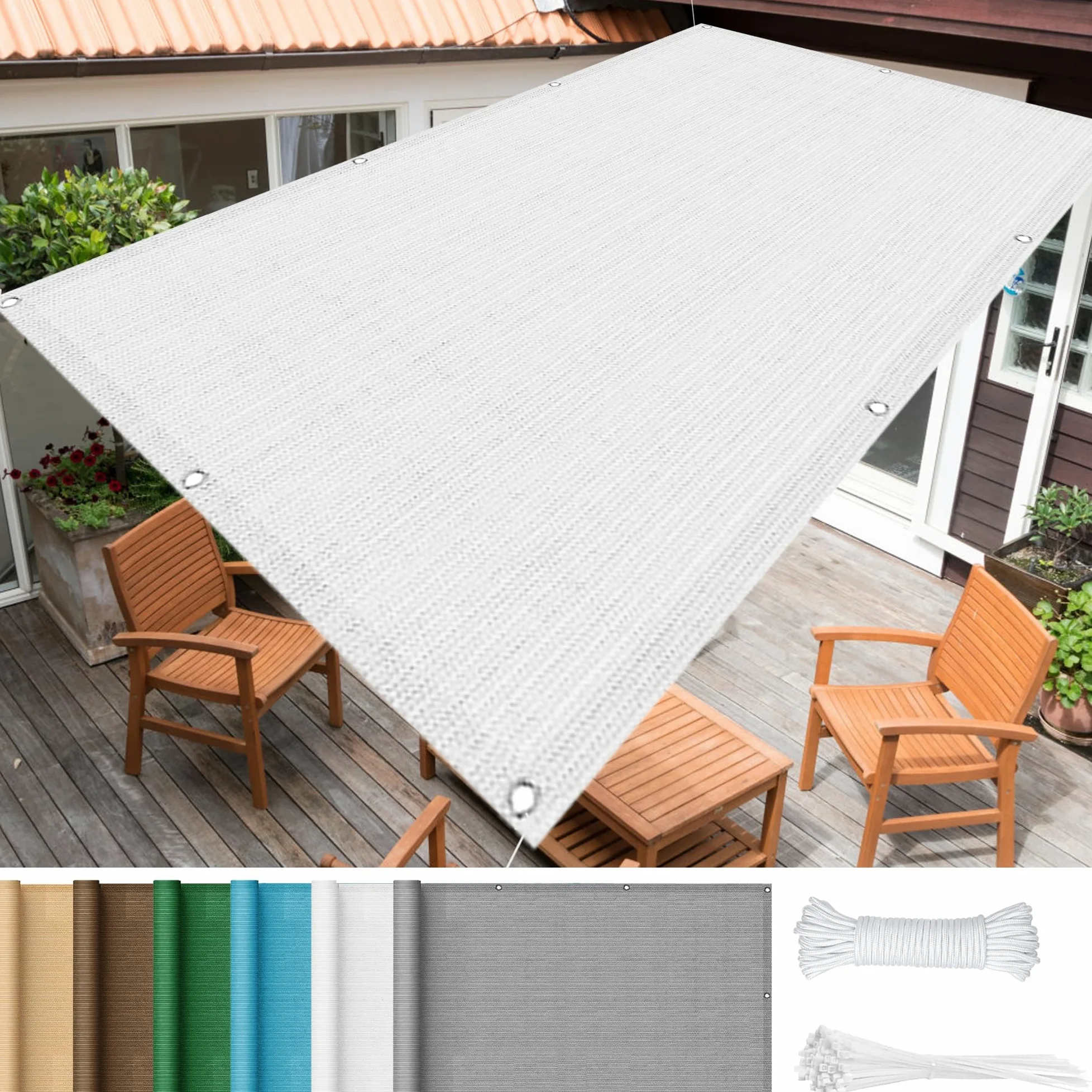 Toldo grande de 4,6 x 7,5 m con 98% de bloqueo UV, ideal para jardín, patio trasero, camping, toldo gris oscuro con cuerda incluida