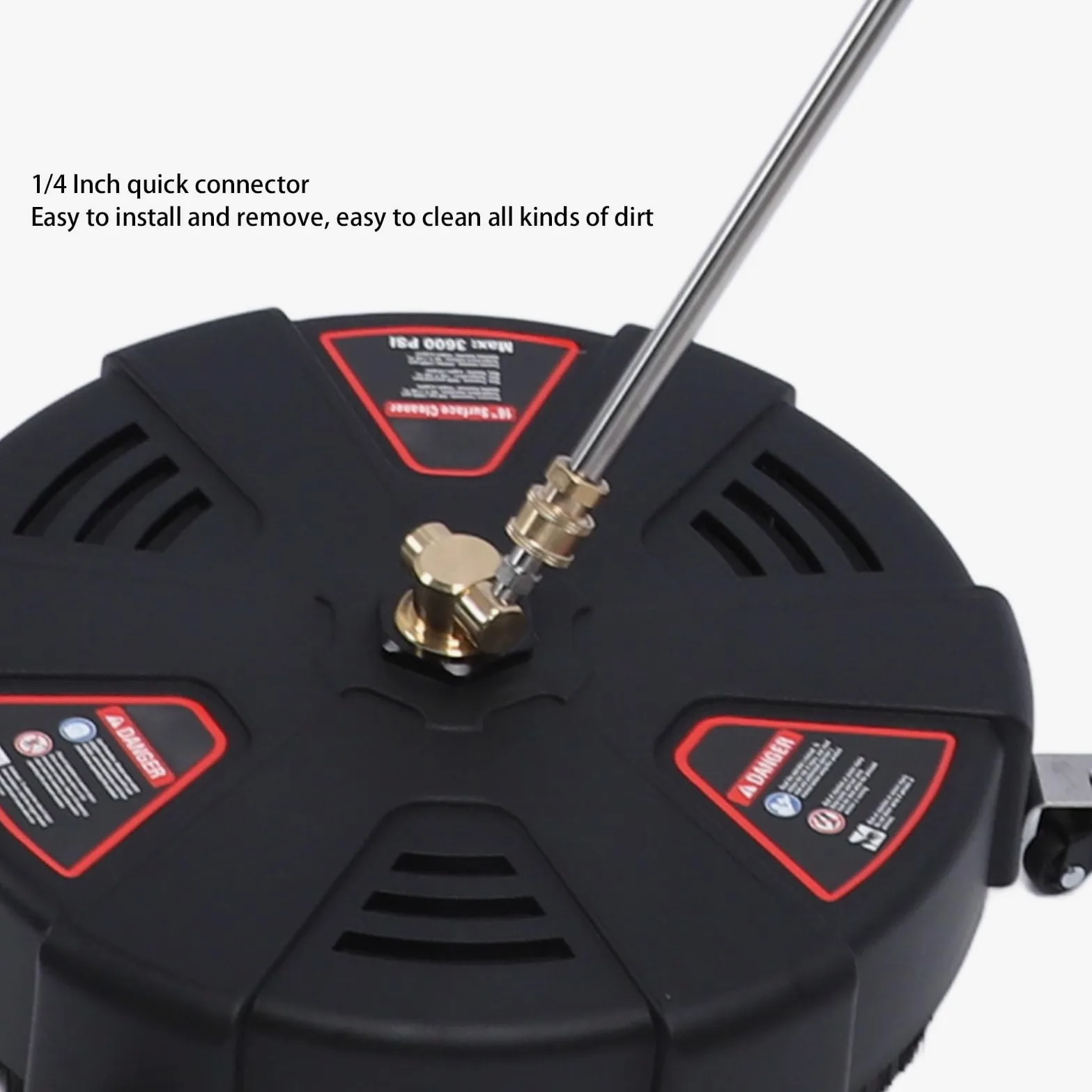 Limpiador de Superficies de Lavadora a Presión de 16 Pulgadas con 3 Ruedas, Limpiador de Superficies de Acero Inoxidable 3600PSI para Accesorio de Lavadora a Presión para