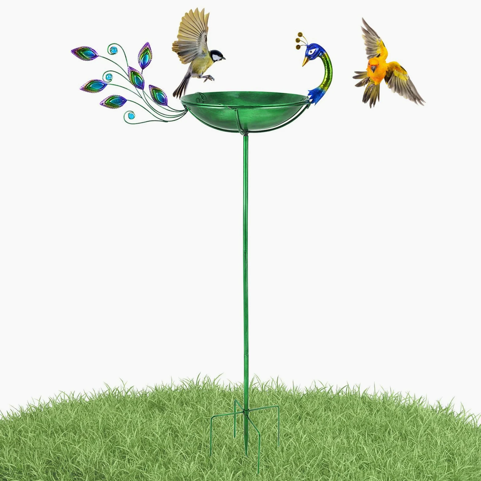 Bebederos Para Pájaros Bandeja De Metal Resistente A La Intemperie Con | Bebedero Exterior Resistente A La Intemperie Para Balcón Terraza Patio Jardín Césped Decoración Colibríe