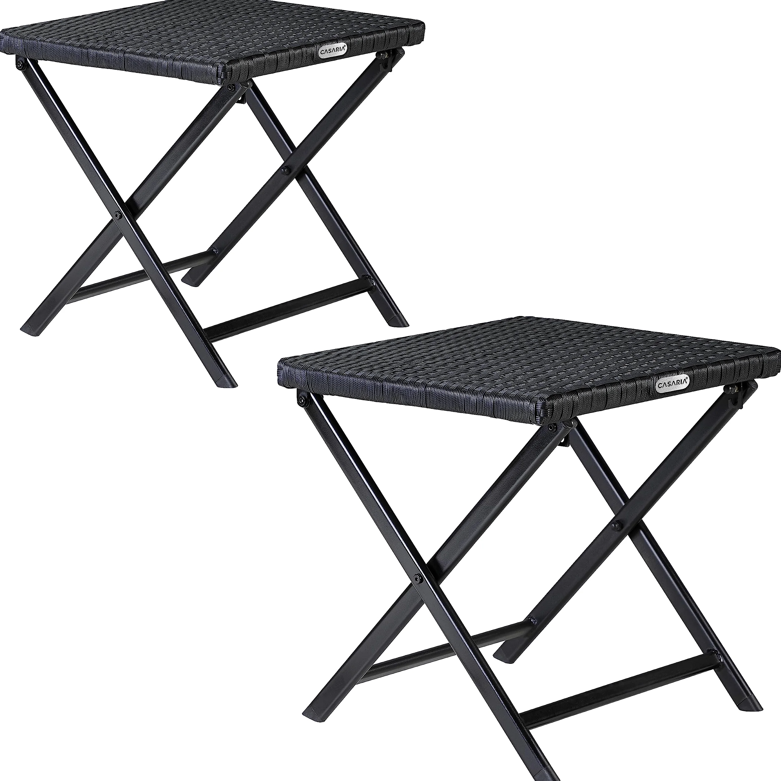 CASARIA Taburetes Poliratán Acero Plegable 44x40x44cm 75Kg