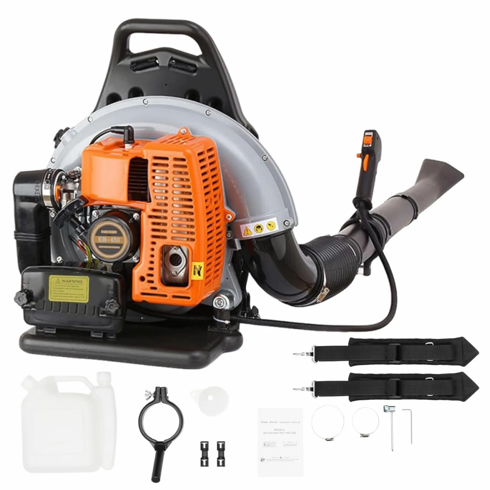 Soplador de Hojas de Gasolina, 65 CC, 3,6 CV, 2 Tiempos, soplador de Hojas, barredora de Polvo con Correa Ajustable, depósito de Combustible de 1,7 l, Boquilla de llenado de Aceite Externa