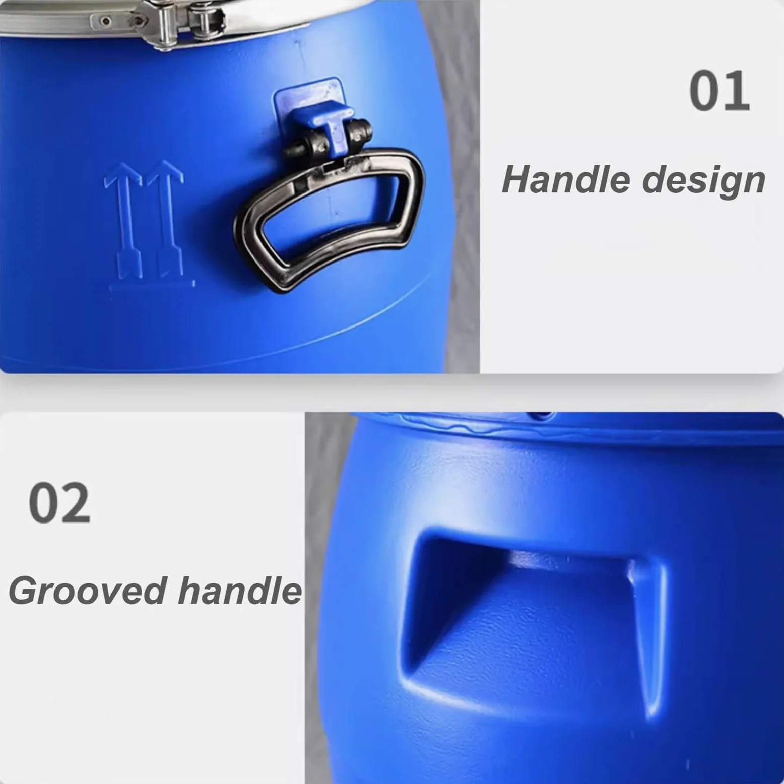 Contenedores de Almacenamiento de Agua con Grifo, Plástico Barril de Almacenamiento de Agua con Tapa, Anillo de Sellado de Metal, Cubos de Plástico de Calidad Alimentaria(200L)