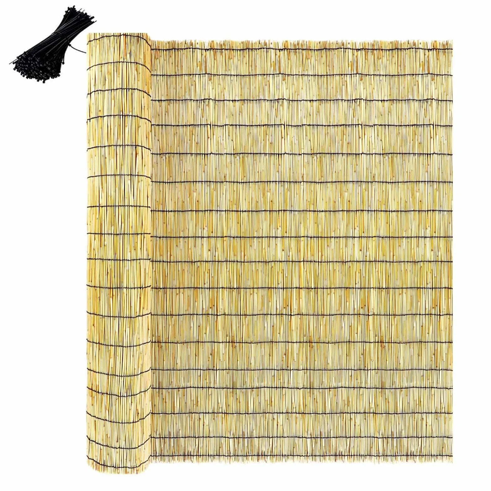 Valla Cañizo Natural De Bambú Divisor De Valla,Cañizo De Bambu Pelado De Privacidad Parasol Impermeable,Rollo De Caña para Valla Respetuoso del Medio Ambiente,para Jardín, Villa(180 x 600 cm (H x B))