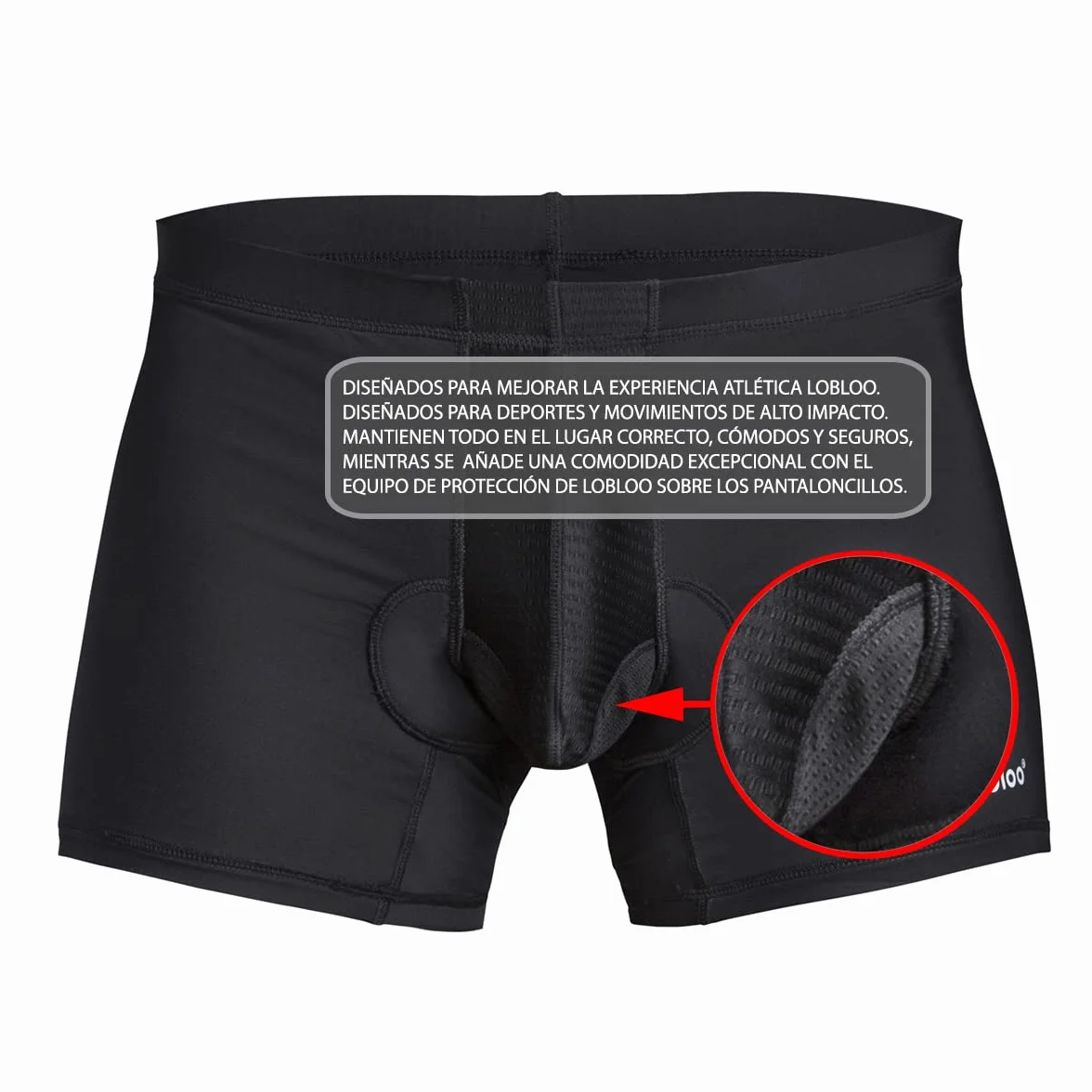 lobloo Shorts de Hombre Jock Strap Invertidos Coquilla Compresión Acolchados Protección Zonas Íntimas Negro XS-XL