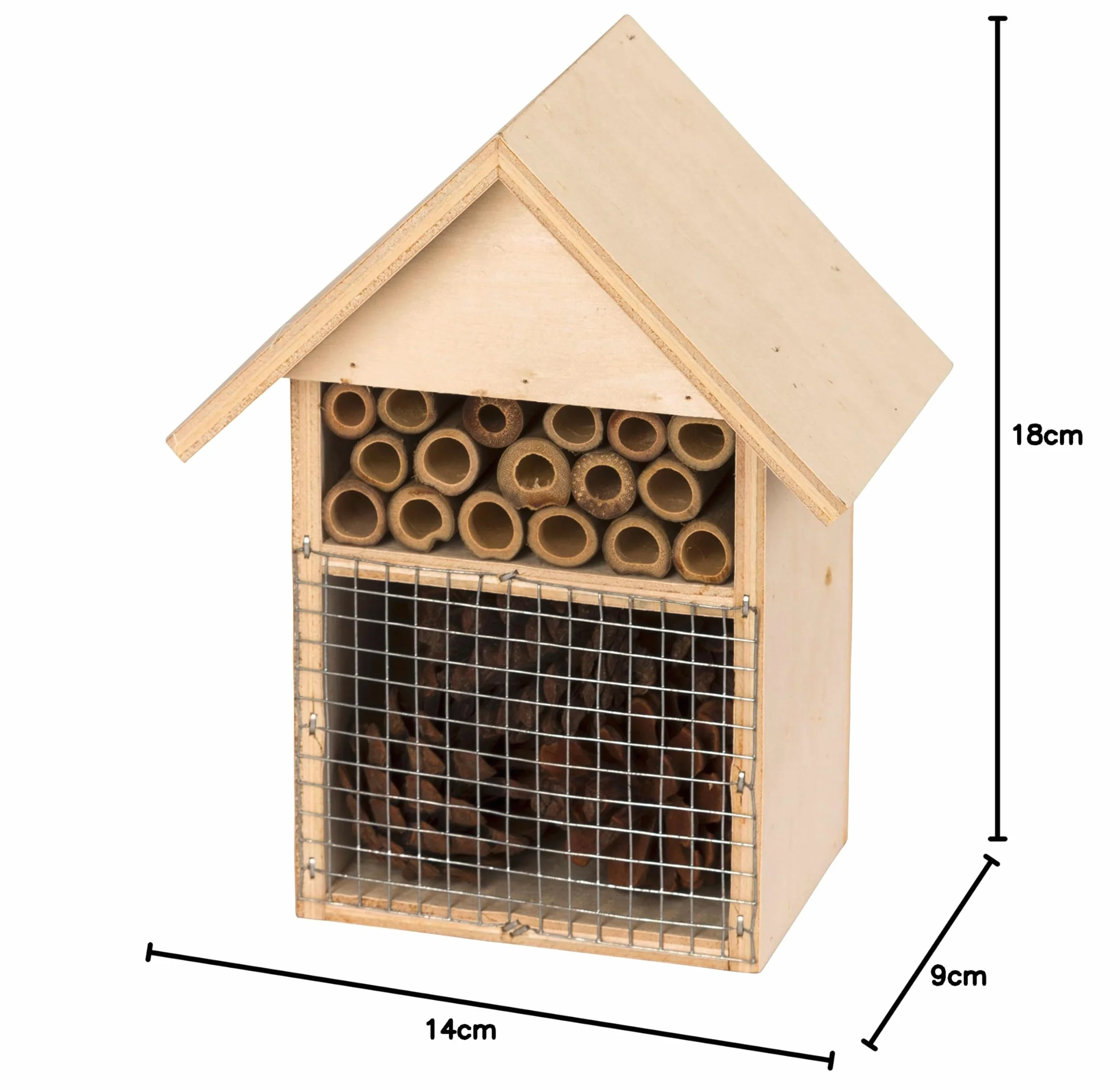 Kerbl Pet Casa de protección contra Insectos, casa para Insectos, Hotel para Insectos, Natural, 14x9x18cm, Madera, Avispas excavadoras, Abejas Silvestres, escarabajos, Ayuda para anidar e hibernar