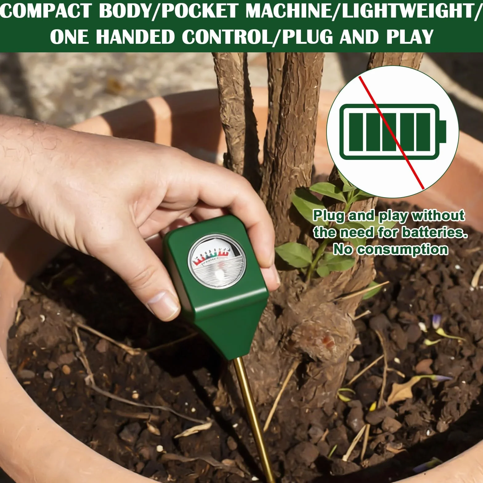 GBKDQQ 4 unidades medidor de humedad para plantas, medidor de humedad del suelo, sin pilas, higrómetro para jardín y agricultura, probador de suelo, indicador de riego
