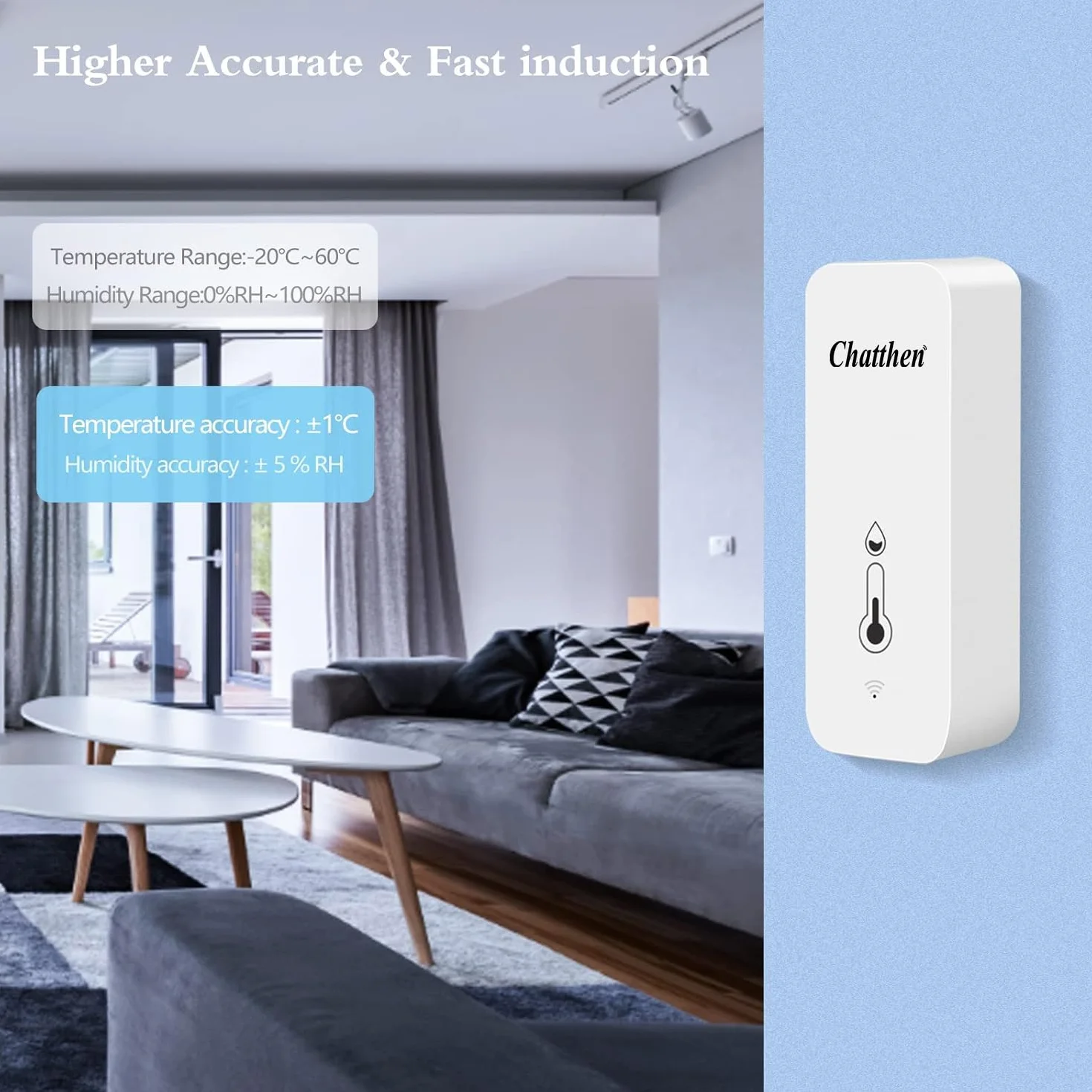 Termometro Humedad Casa WiFi: termómetro higrómetro inteligente para monitor remoto y alerta, termómetro interior de alta precisión con aplicación TUYA, compatible con Alexa (paquete de 2)