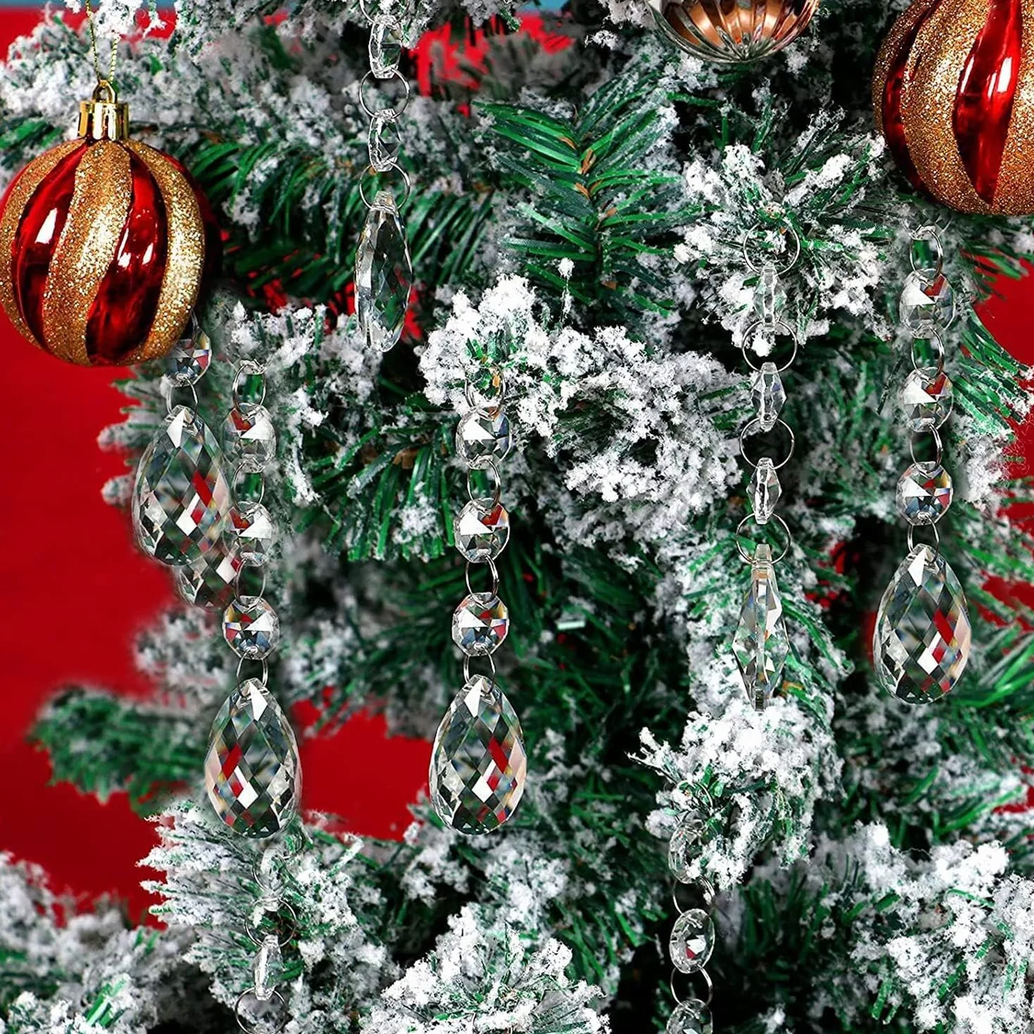 10 Pieza Prisma de Colgante de Cristal Transparente Gotas Colector de Sol con Cuentas de Octágono para Cortina Candelabro Florero Jardín Fiesta Navidad Boda Decoración (Lágrima)