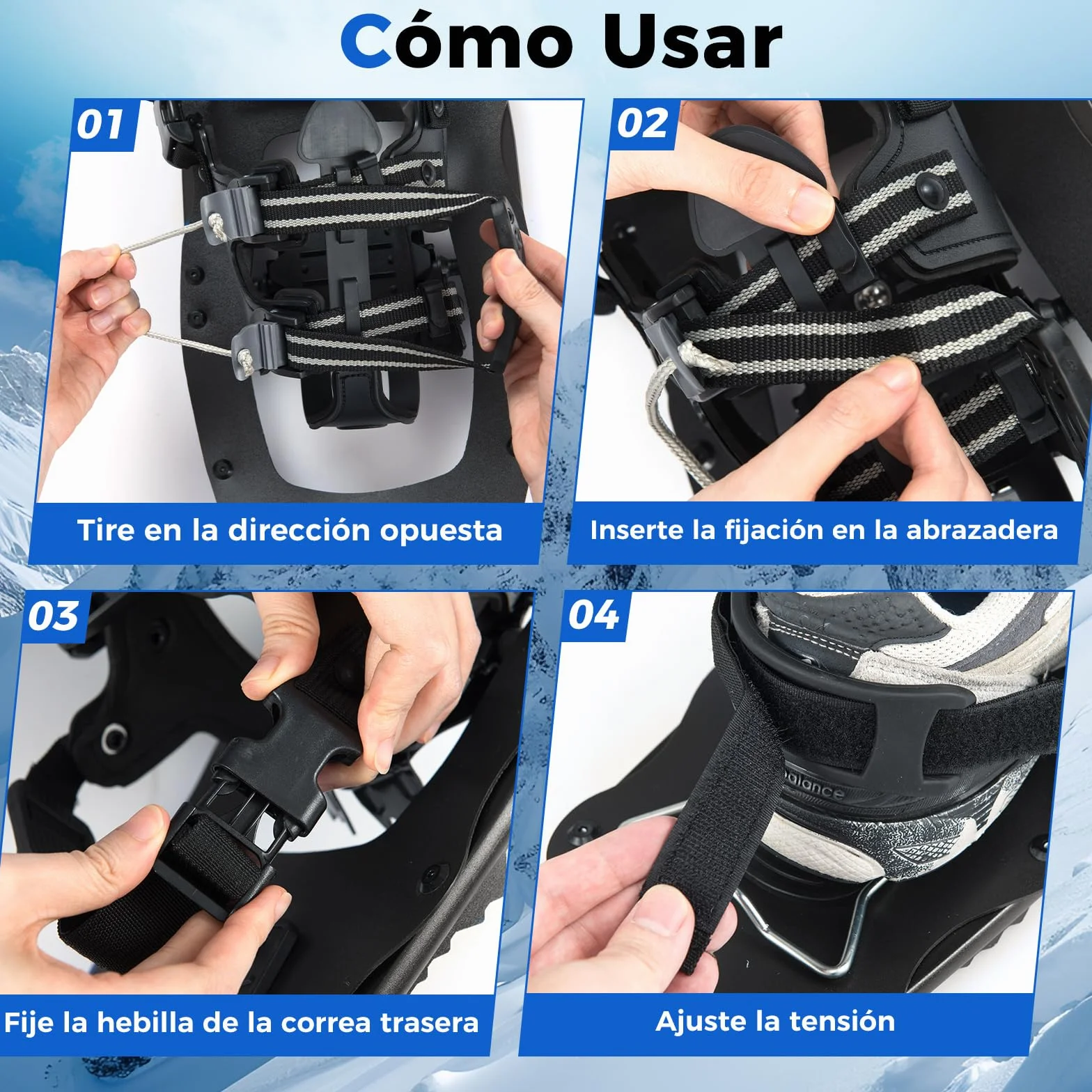 COSTWAY Juego de Raquetas de Nieve Aluminio Bastones Senderismo Fijación Ajustable Acolchado EVA Bolsa Transporte