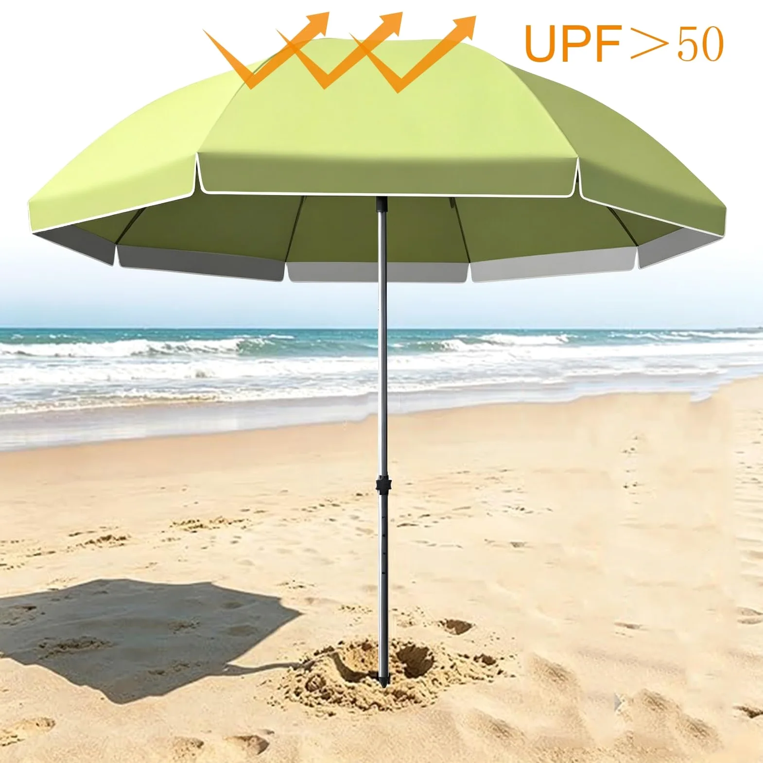 Sombrilla De Jardín Playa Con Forro Anti UV Toldo Redonda(Green,280cm) | Parasol Patios Grande con 8 Costillas, Altura Regulable, Sombrilla Mercado Para Pesca Picnic Terrazas