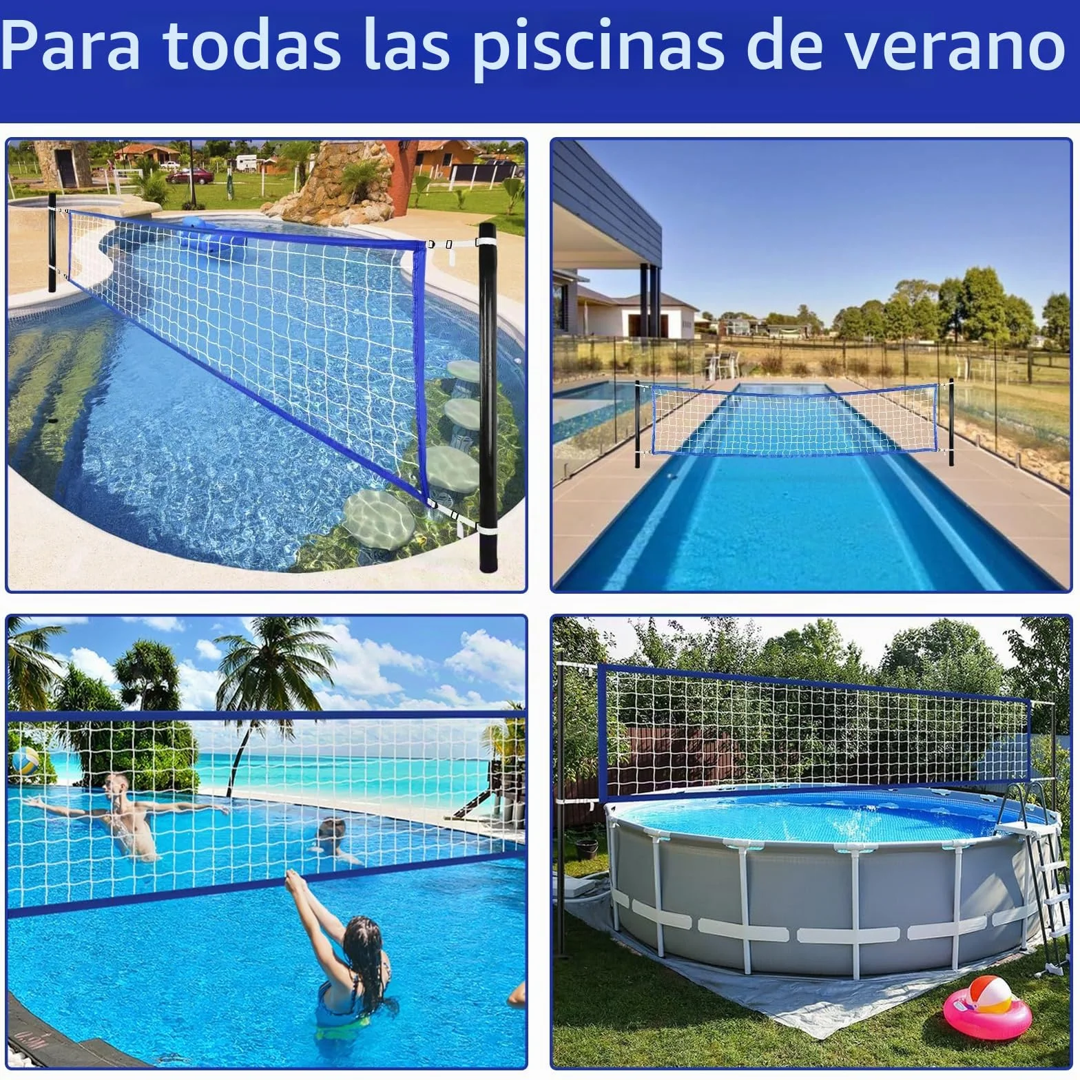 Red de voleibol de piscina 457 x 91 cm – Impermeable, portátil, polietileno (PE) para juegos acuáticos