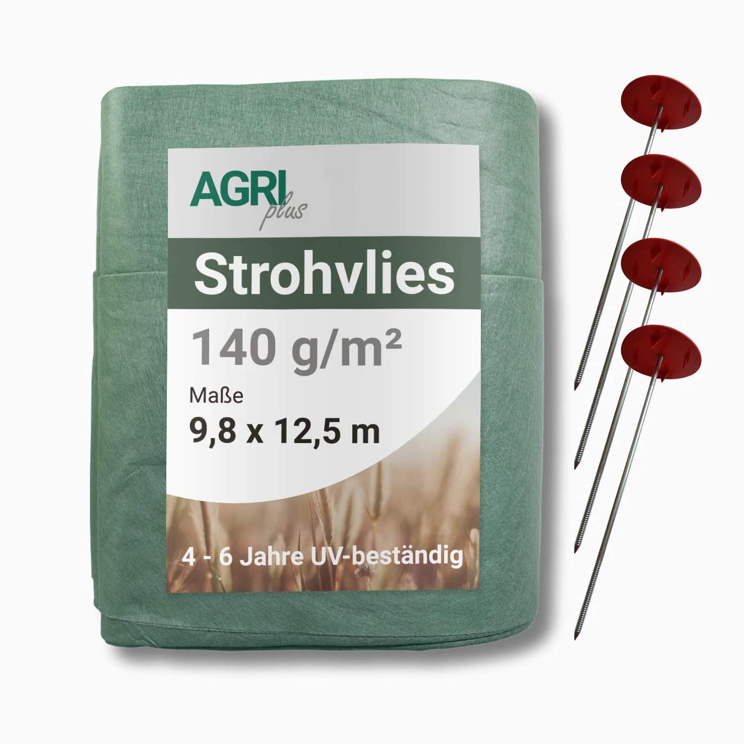 AGRI plus Juego de fieltro de paja de 9,80 x 12,50 m + 12 clavos de metal para fijación de heno