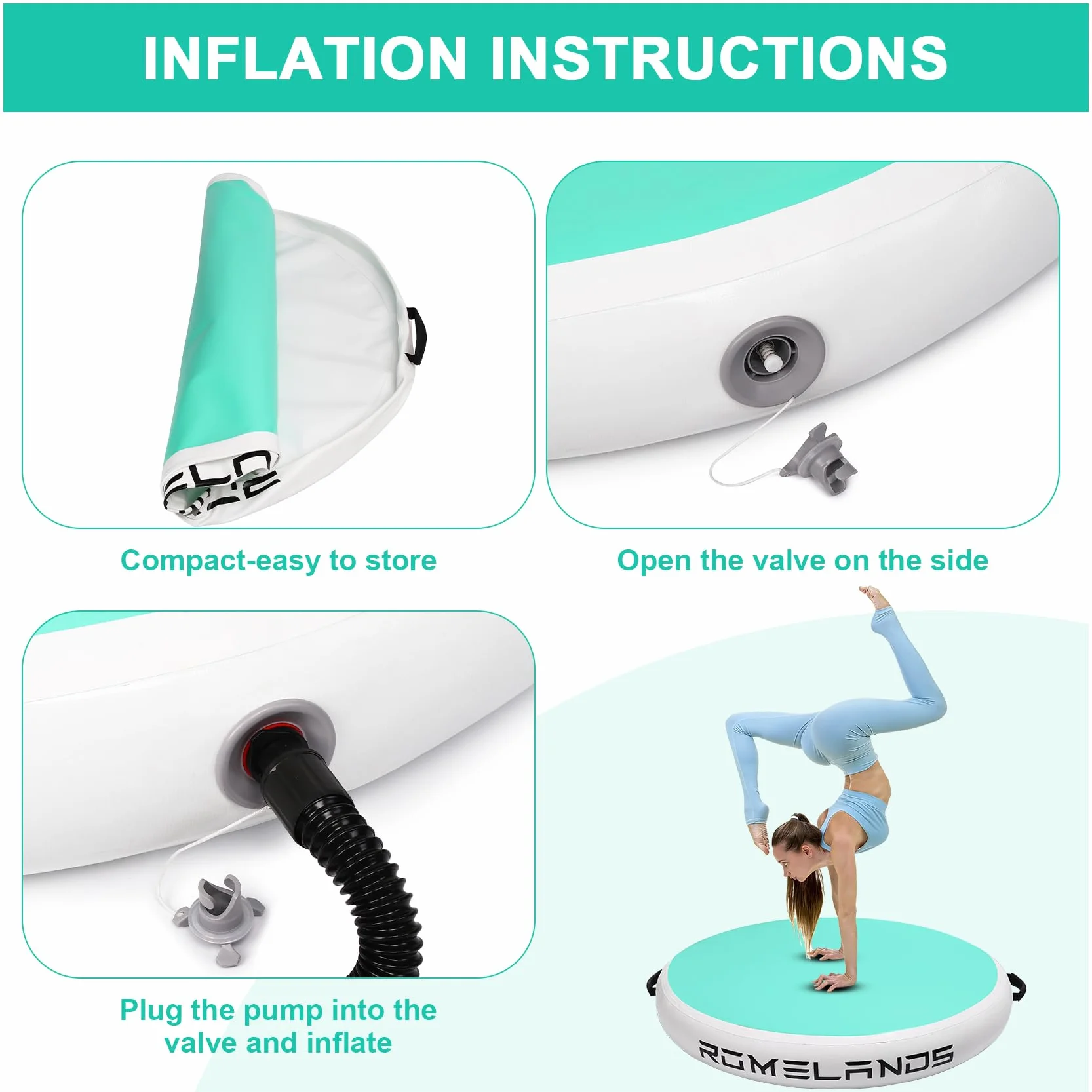 Airspot Air Matte Track 90/100 cm Inflable Tumbling Mat Yoga Entrenamiento Esterilla de Gimnasia