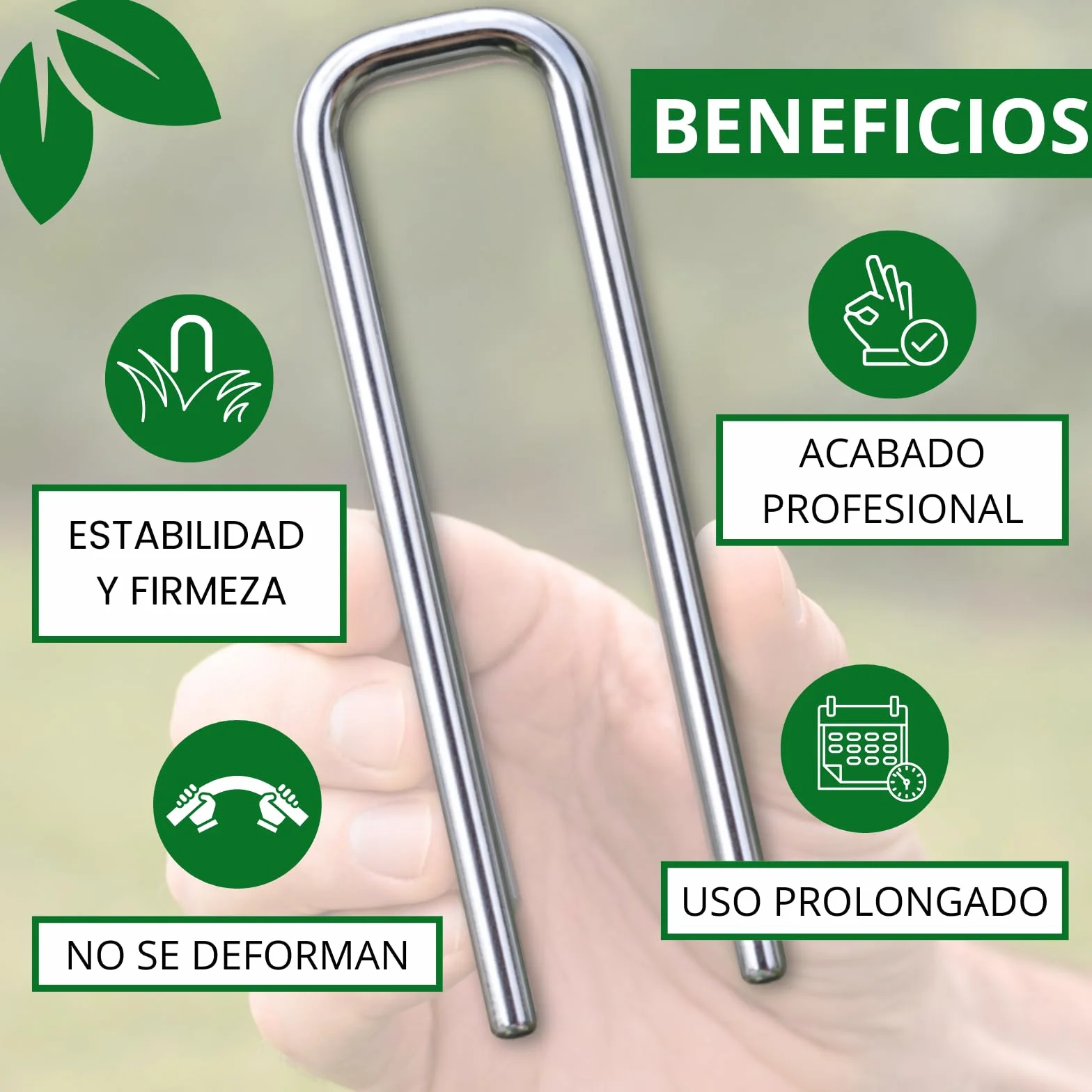 PLANTAWA Piquetas de Metal 100 Unidades | Anclaje para césped Artificial, Malla antihierbas y Lonas de jardín | Fijación Resistente, instalación rápida y sujeción Estable en Todo Tipo de terrenos