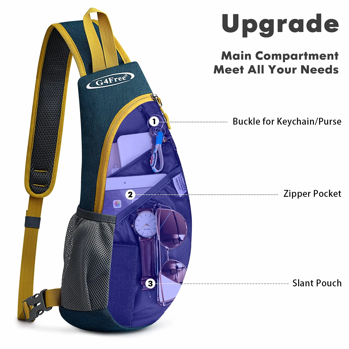 G4Free Sling Bag Mochila Triangular para Senderismo, Ciclismo, Viajes