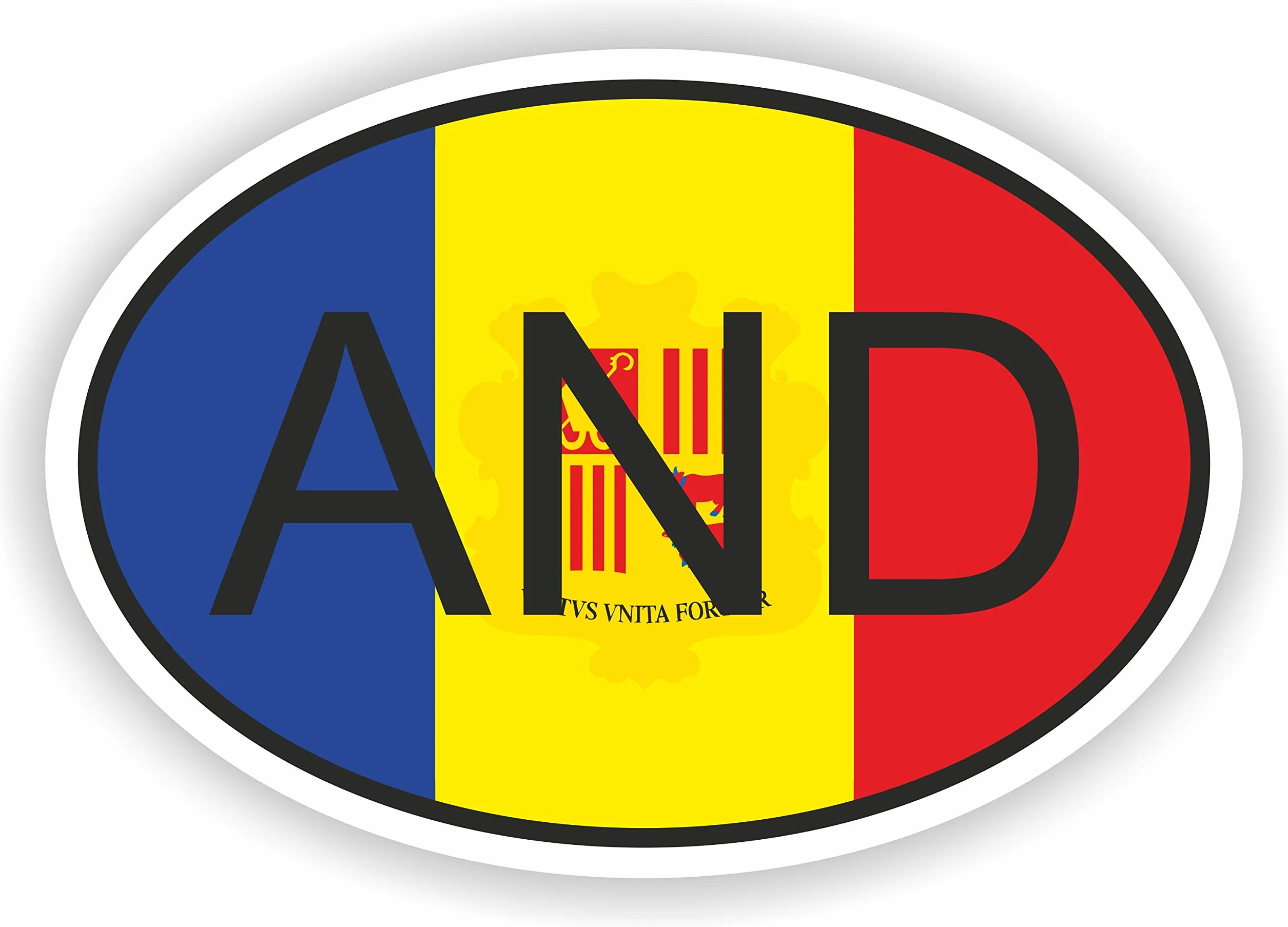 Adhesivo ovalado de vinilo impermeable Andorra Country Code (5 cm)