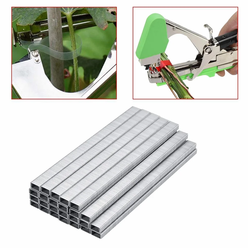 Grapas Atadora Grapadora Planta de Jardín Tape Tool 10000Pcs Grapadora de Uñas Grapa para Atar la Máquina Uña de Unión para Frutas Vegetales Vid Tomate Carpeta Rama Enlace Clavo