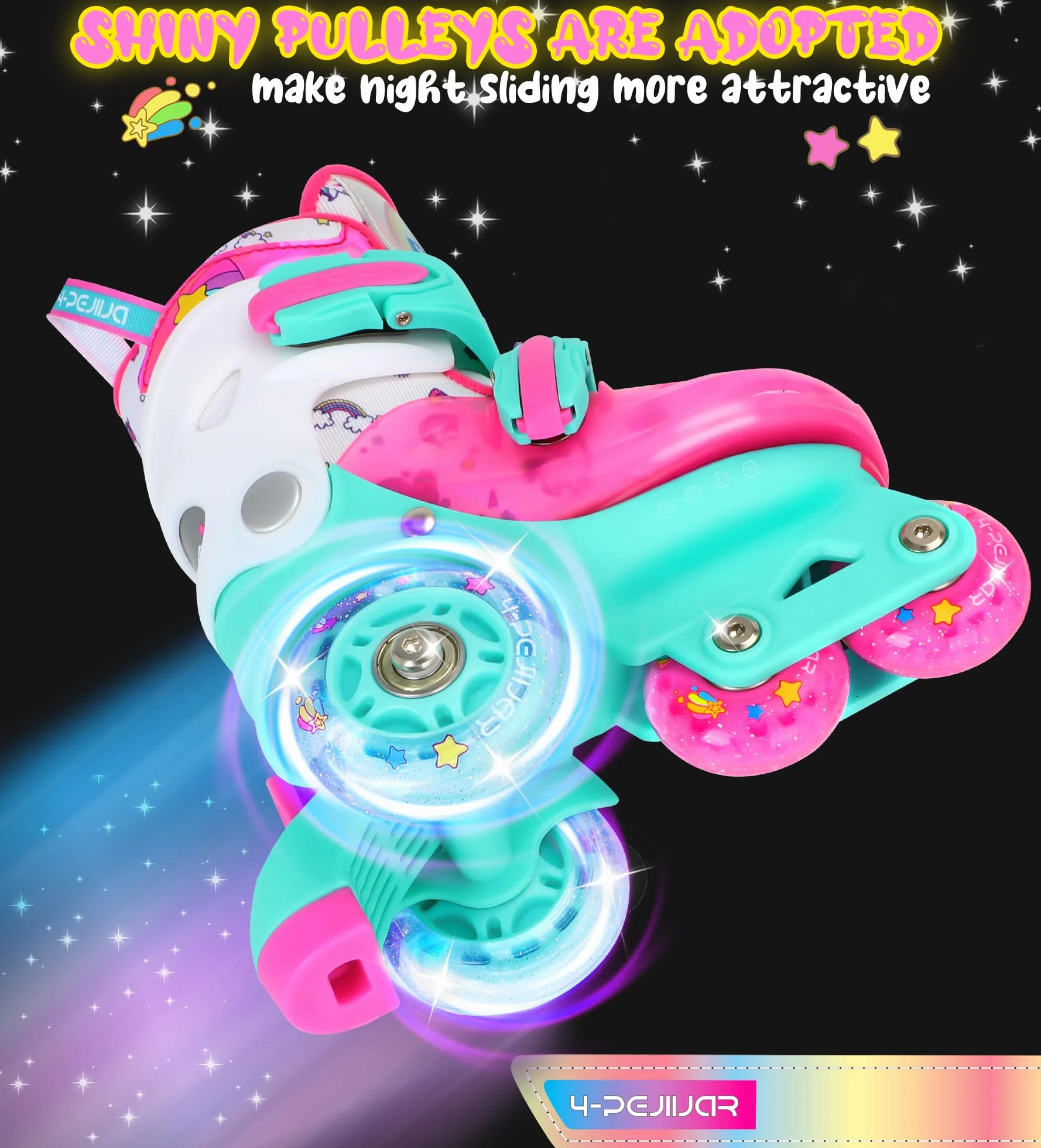 Patines Ajustables 3 Ruedas con Ruedas Luminosas Unicornio Dinosaurio Sirenita para Niñas Principiantes