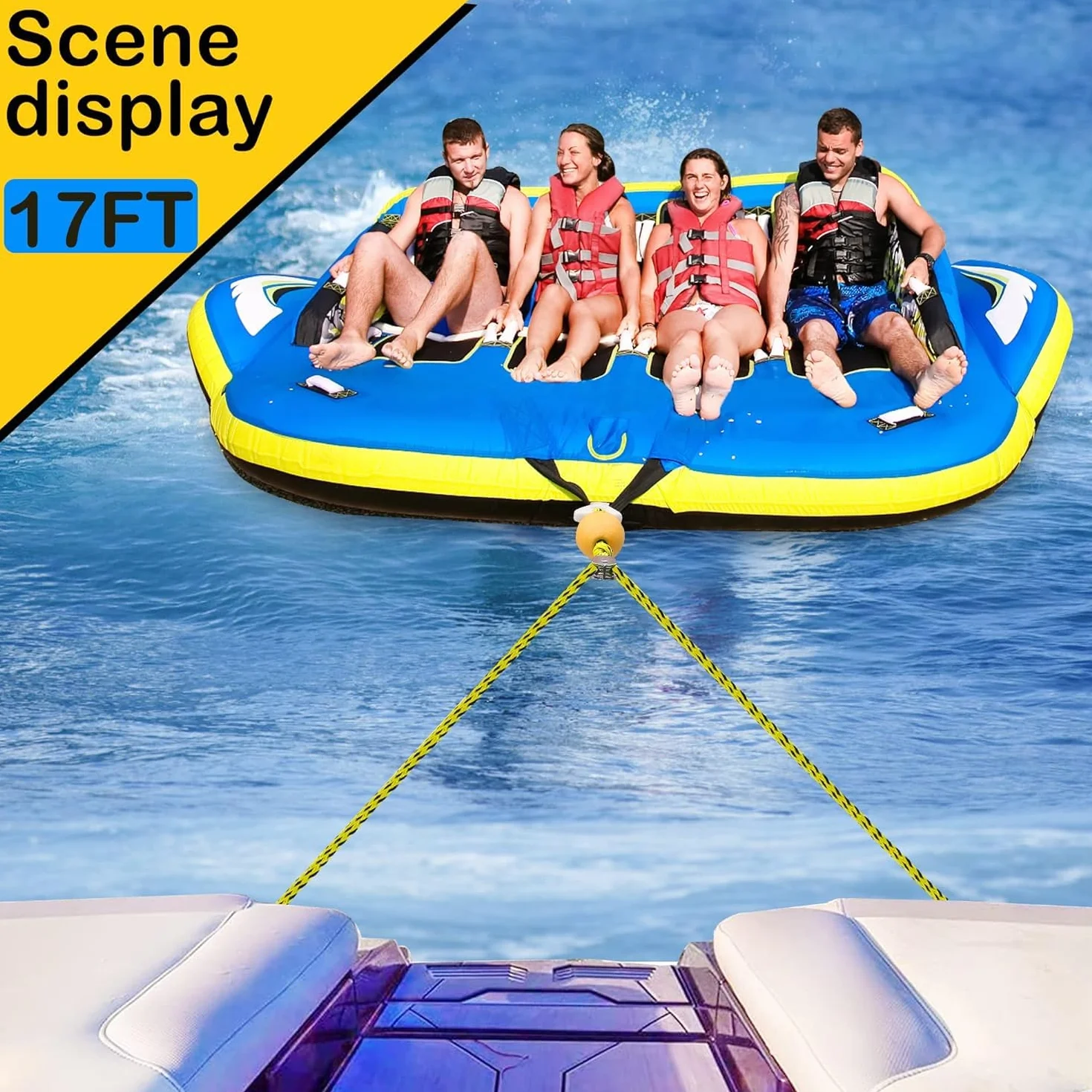 Arnés de remolque resistente para deportes acuáticos con anillos en D, barco, tubo, esquí acuático, wakeboard