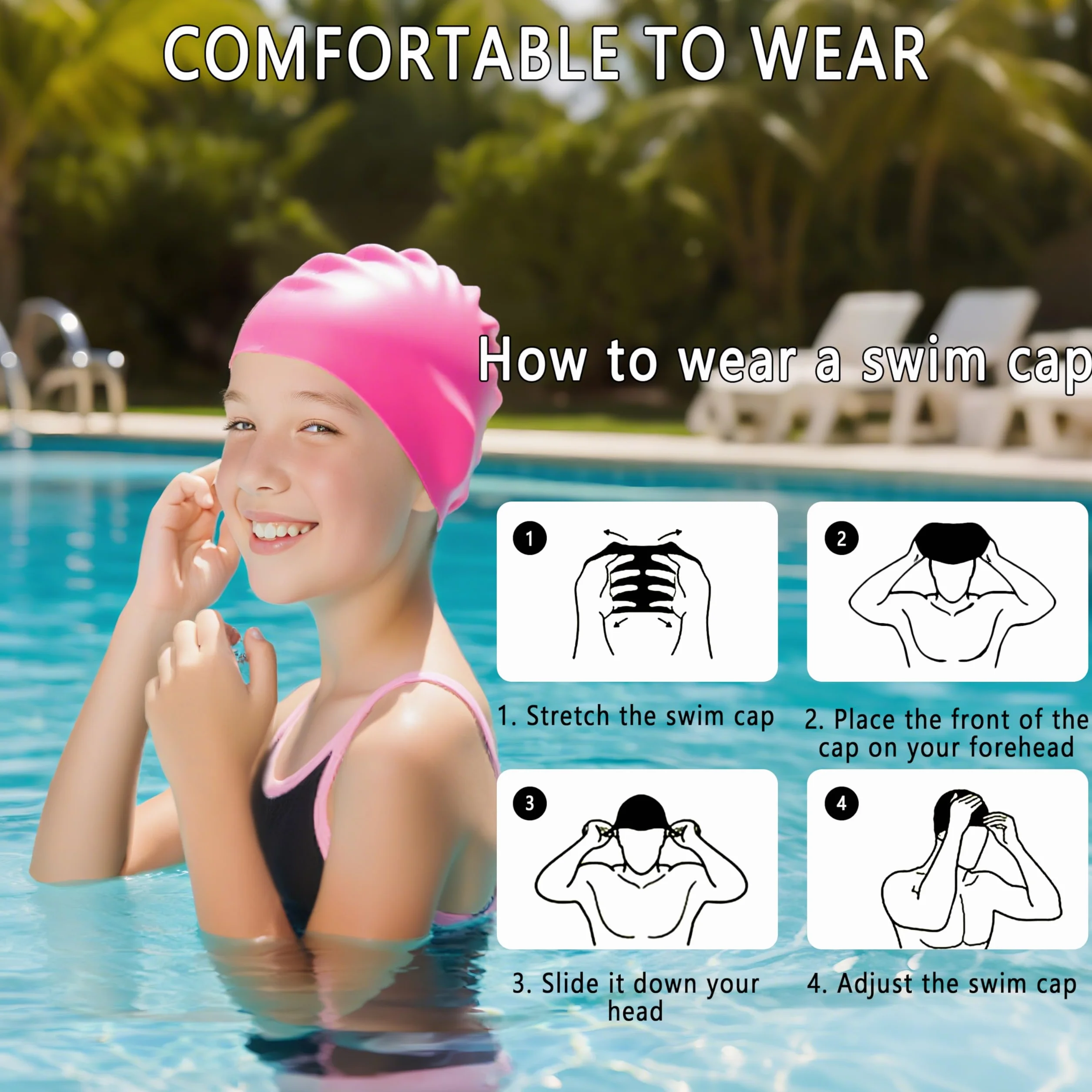Gorro de Natación Infantil de Silicona para Piscina Niños y Niñas